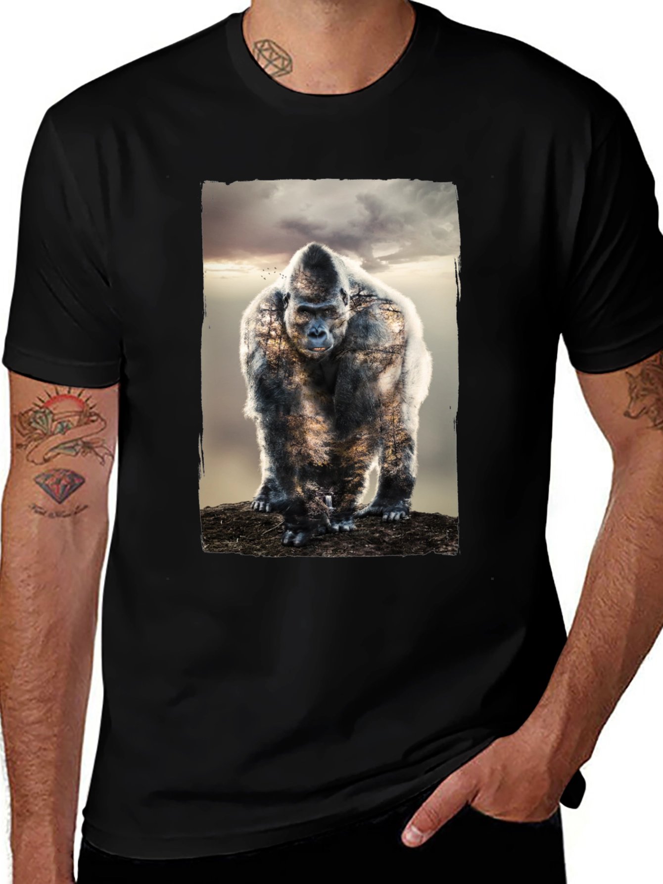 Variant 9 of Gorilla Graphic T-Shirt - Animal Print Tee