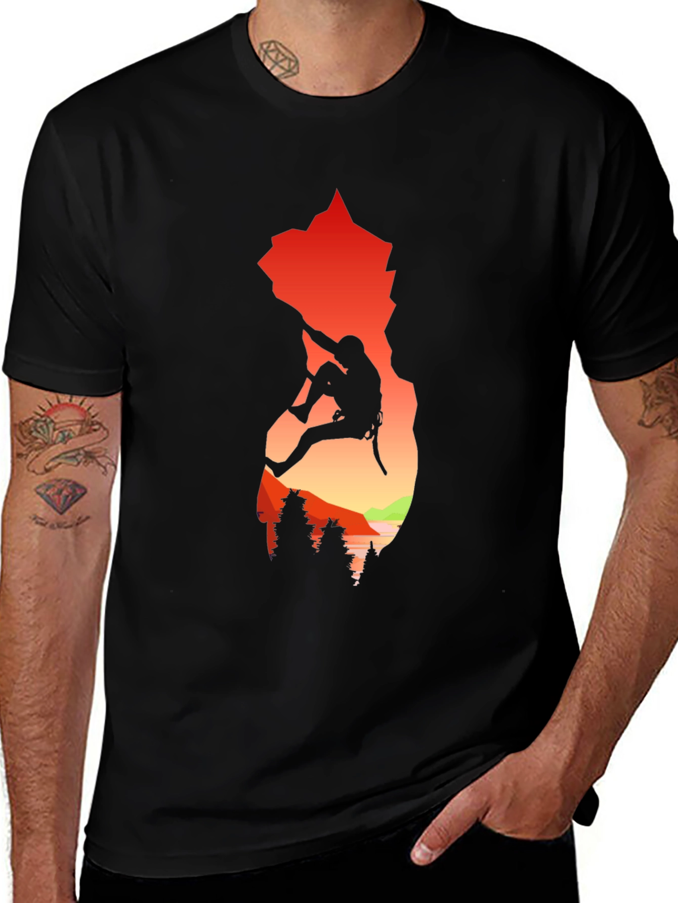 Variant 26 of Climbing Silhouette Graphic Tee - Nature Adventure Shirt