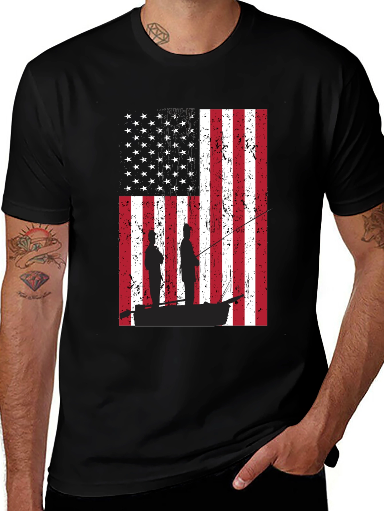 Variant 5 of American Flag Fishing T-Shirt