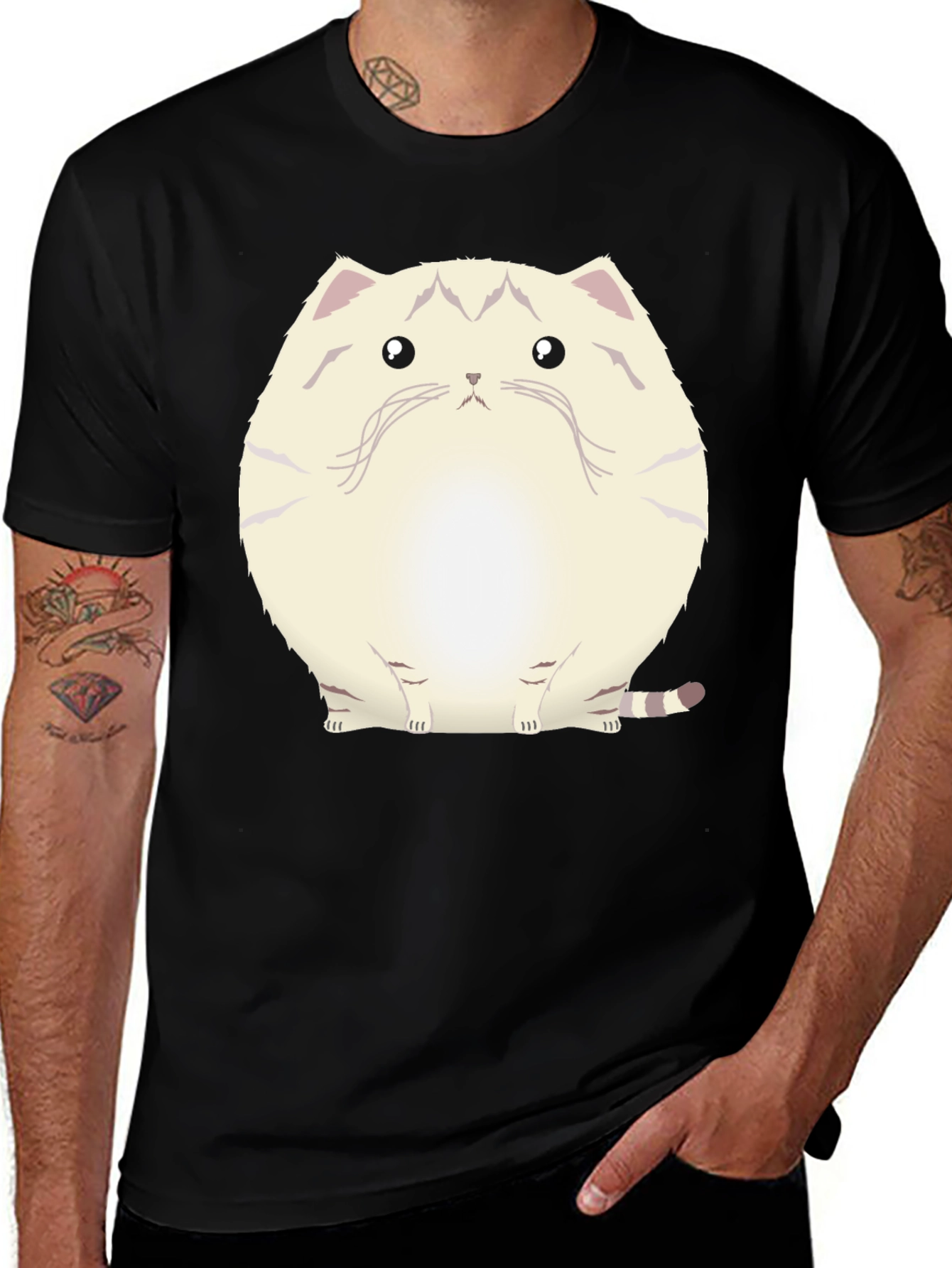 Variant 28 of Cute Cat Graphic Black T-Shirt