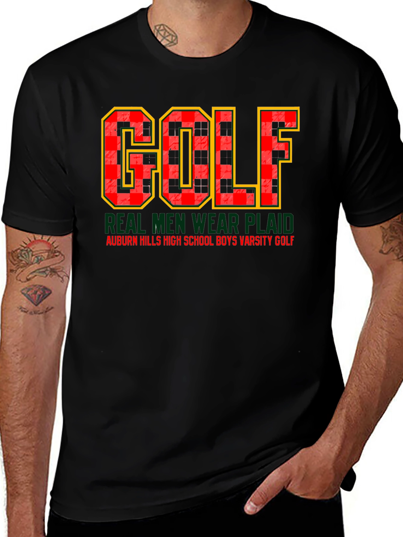 Plaid Golf Varsity T-Shirt - Real Men Wear Plaid