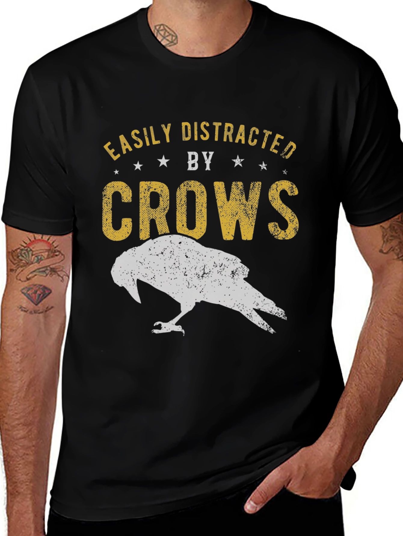 Black Easily Distracted by Crows Graphic Tee main image