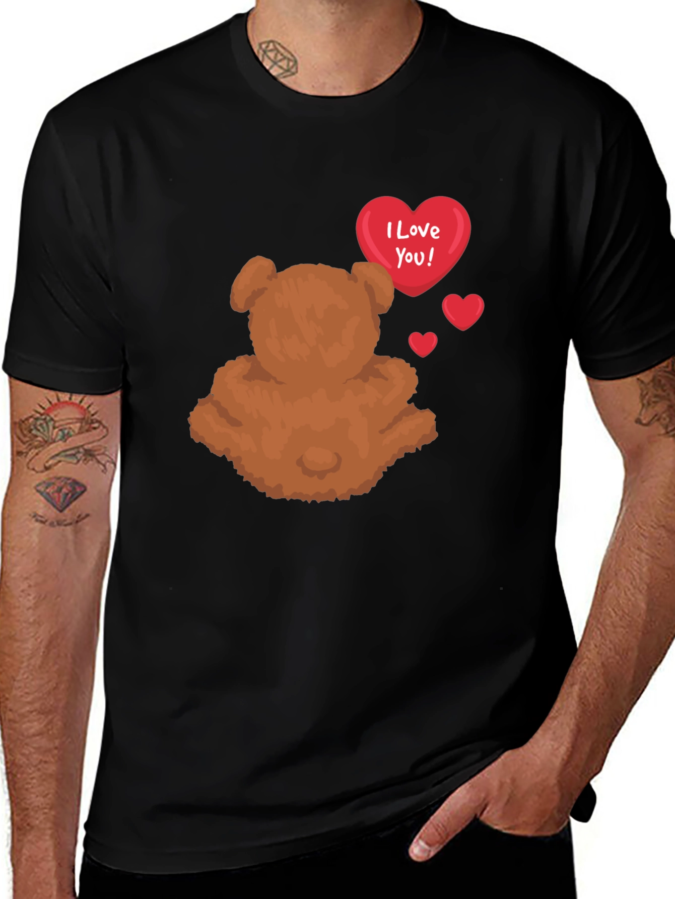 Variant 18 of Cute Teddy Bear 'I Love You' Black T-Shirt