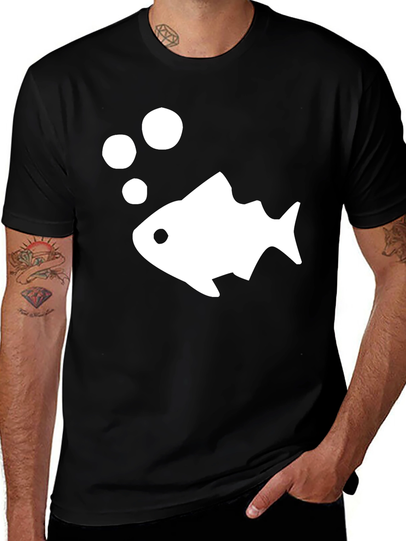 Variant 20 of Fish Graphic T-Shirt - Casual Black Tee