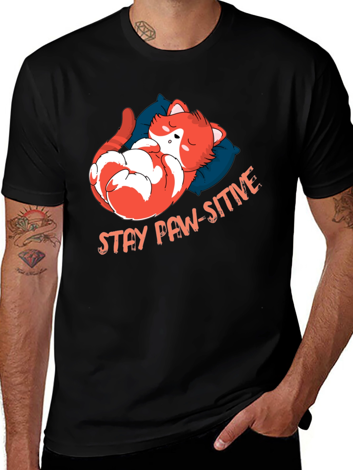 Variant 10 of Stay Paw-sitive Cat Nap T-Shirt - Black