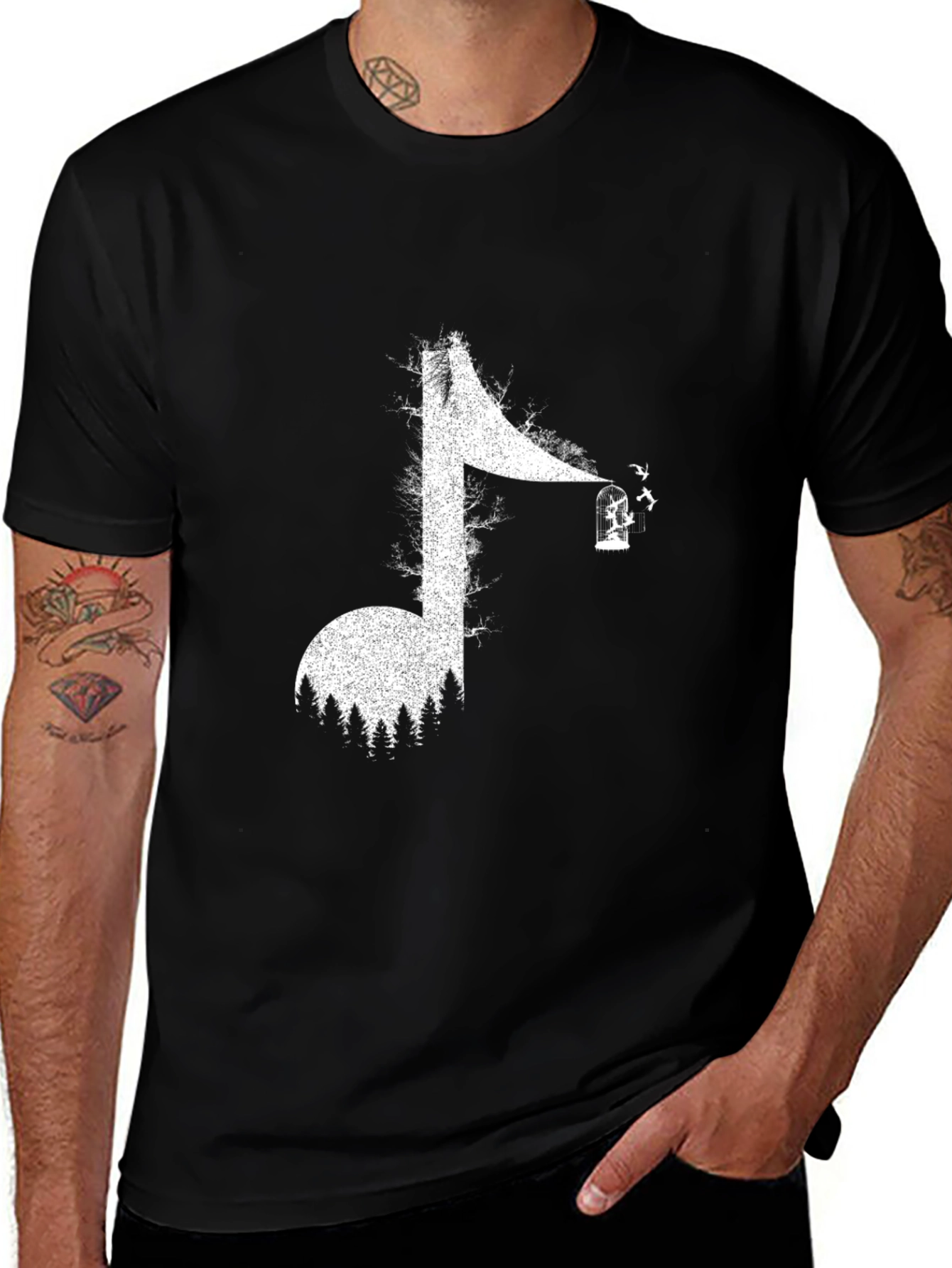 Variant 26 of Music Note Forest T-Shirt - Unique Graphic Tee