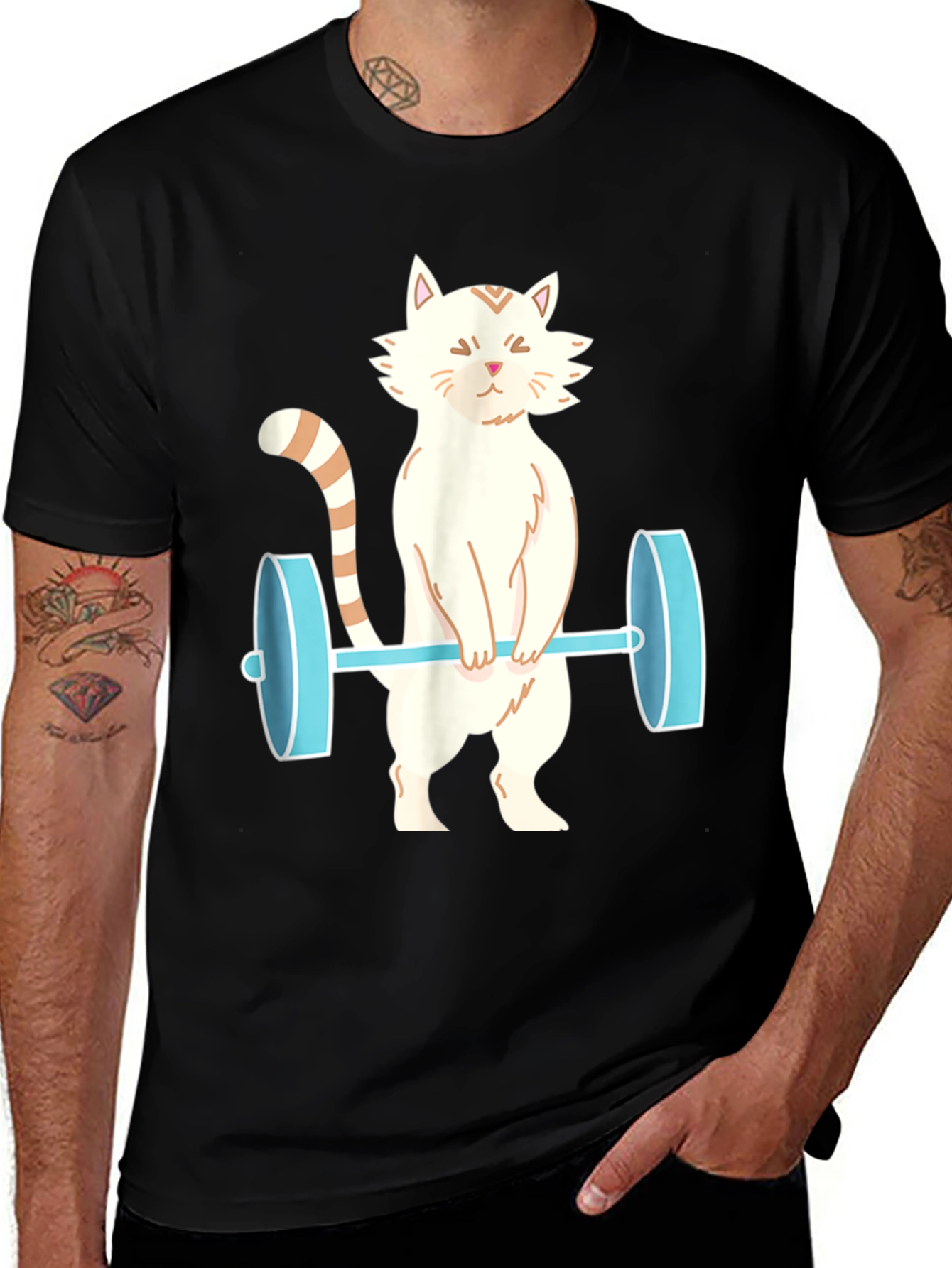 Variant 8 of Cat Lifting Weights T-Shirt - Funny Workout Tee