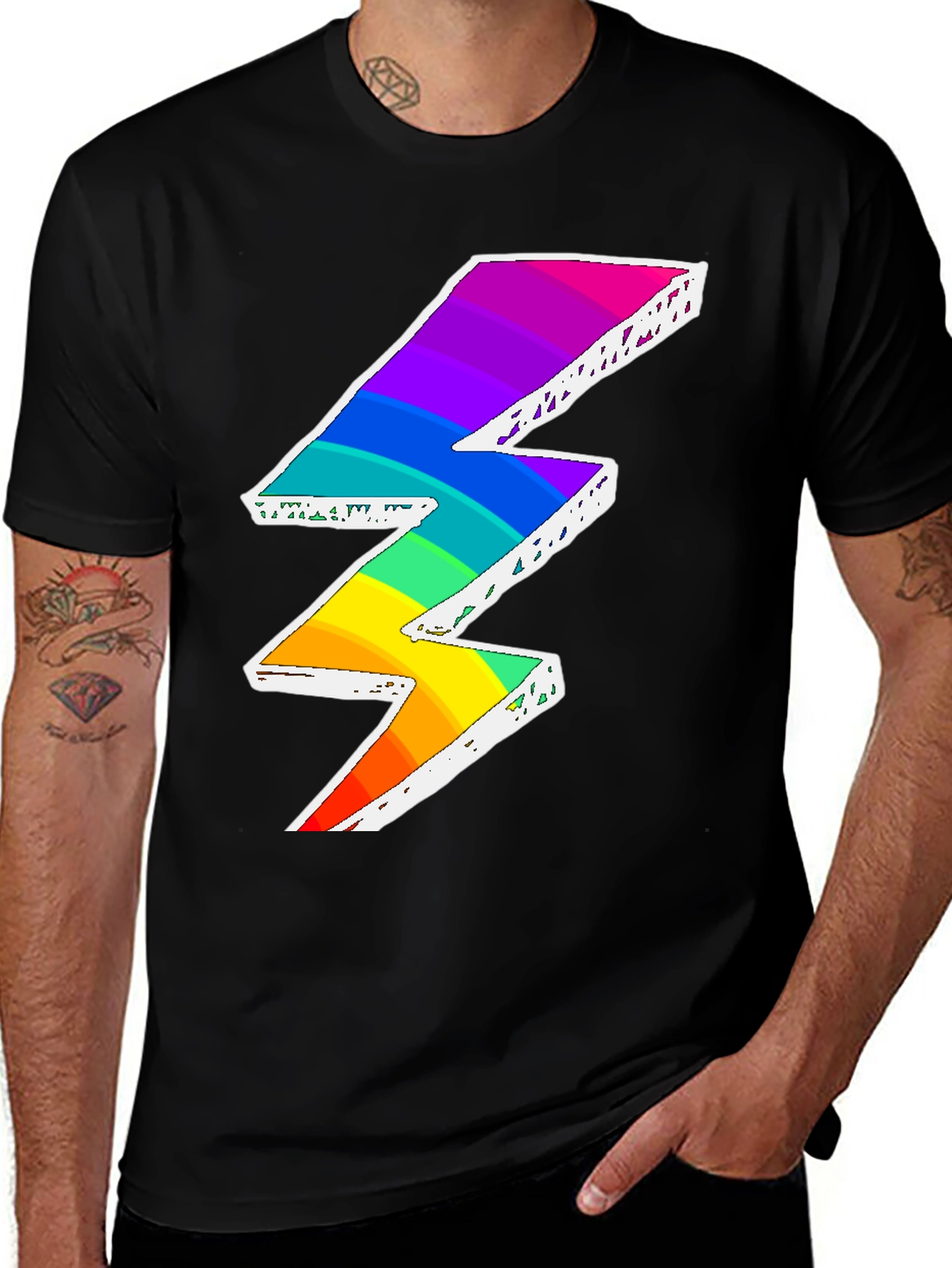 Variant 16 of Rainbow Lightning Bolt Graphic Tee