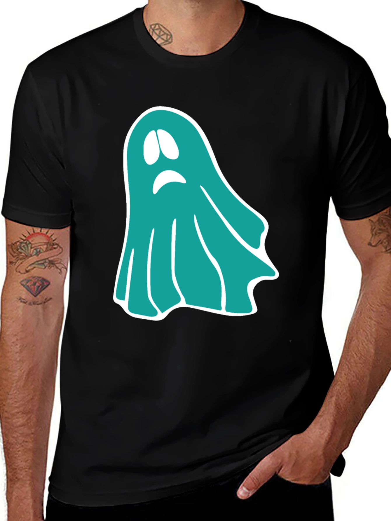 Spooky Ghost Graphic Tee - Halloween Fun
