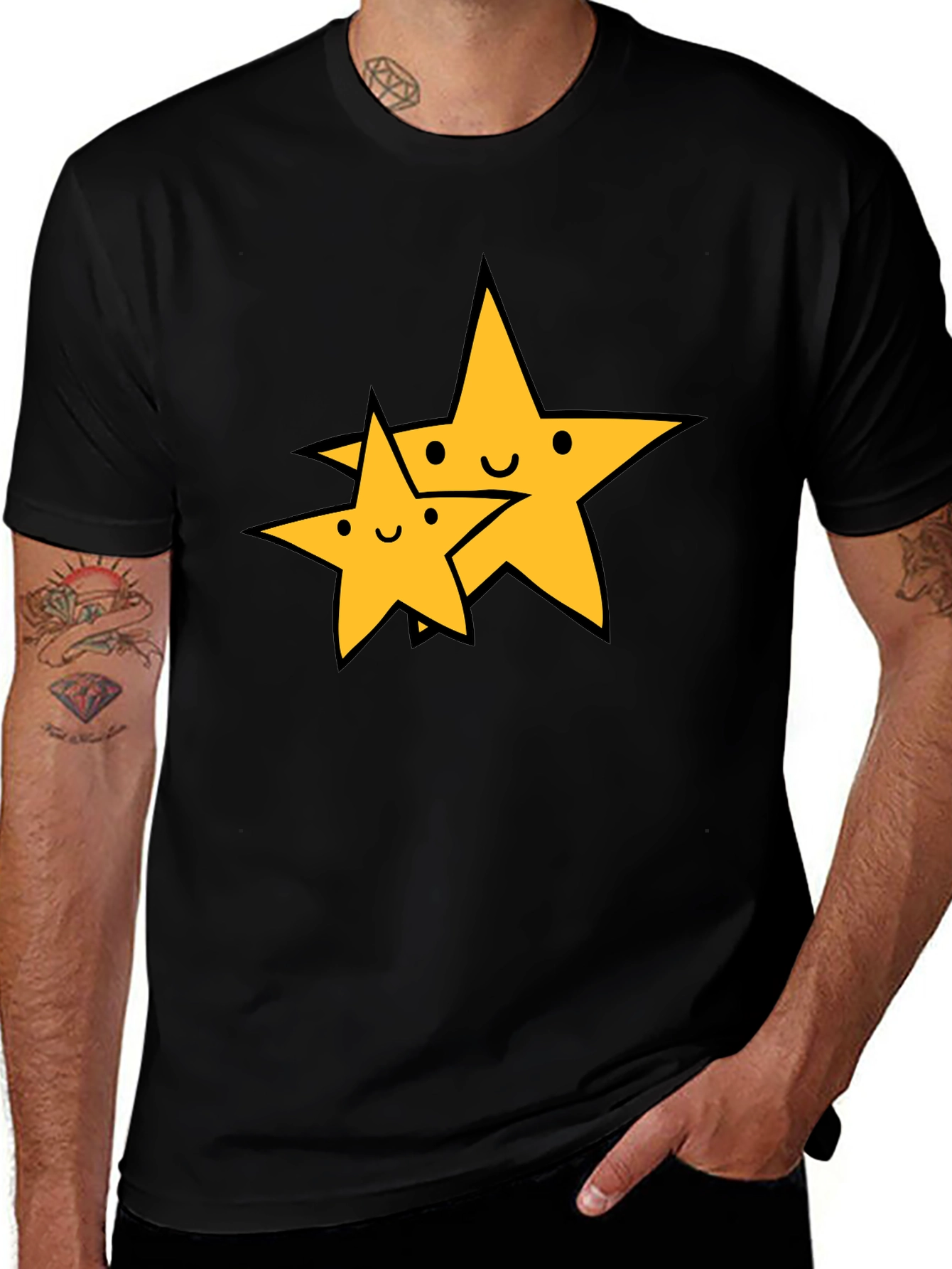 Variant 11 of Cute Star Duo Black T-Shirt