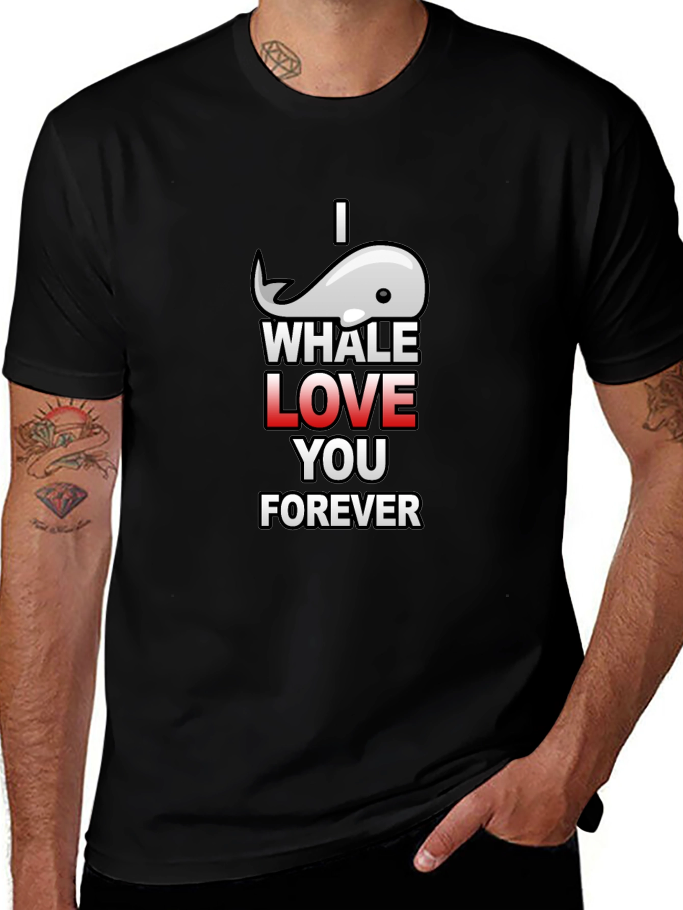 Variant 22 of I Whale Love You Forever T-Shirt - Black Cotton Tee