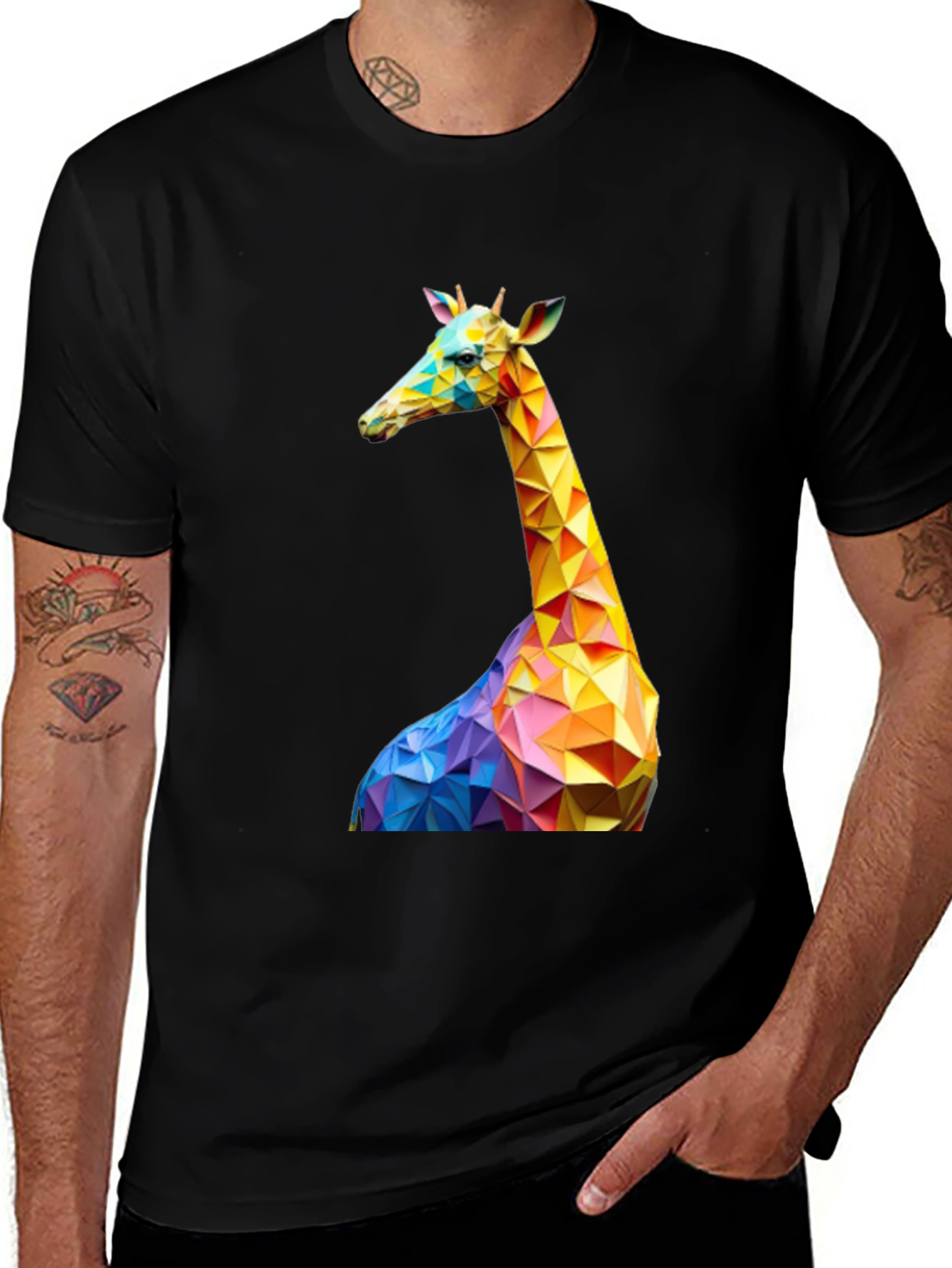 Variant 17 of Geometric Giraffe Graphic Tee - Unique Animal Art Shirt