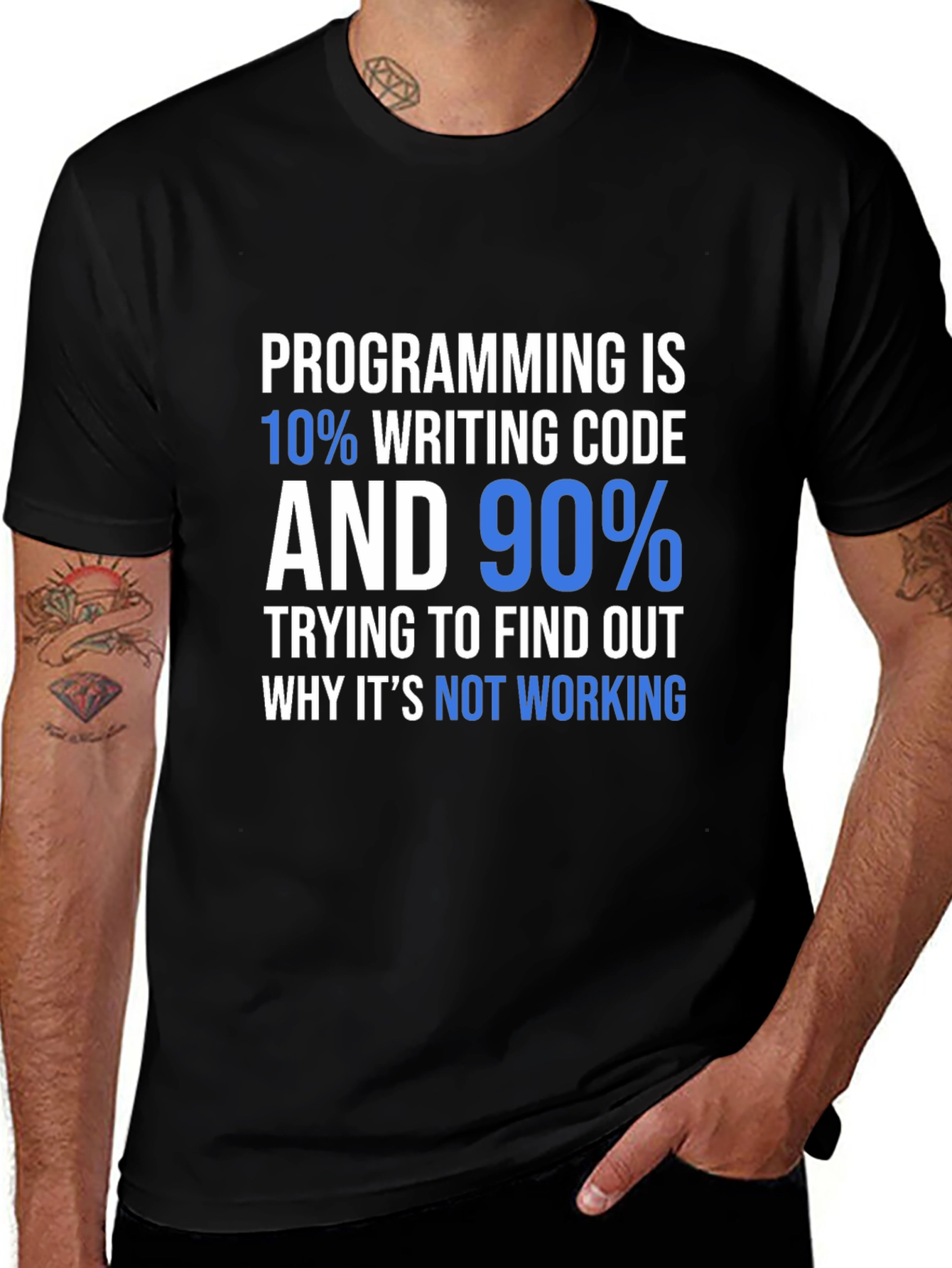 Programming Humor T-Shirt: 10% Code, 90% Debugging