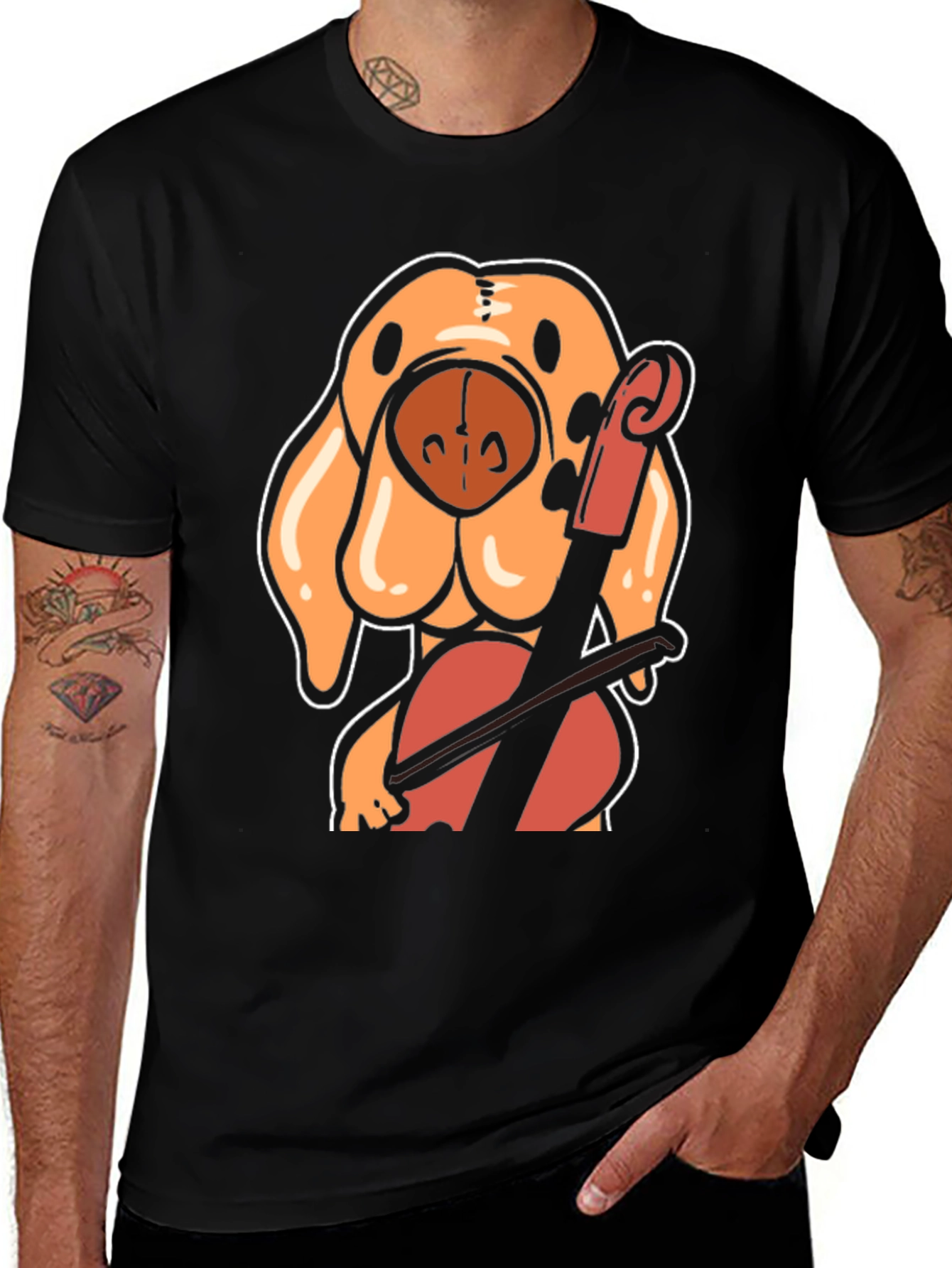 Variant 9 of Dog Playing Cello Graphic Tee - Unique Design