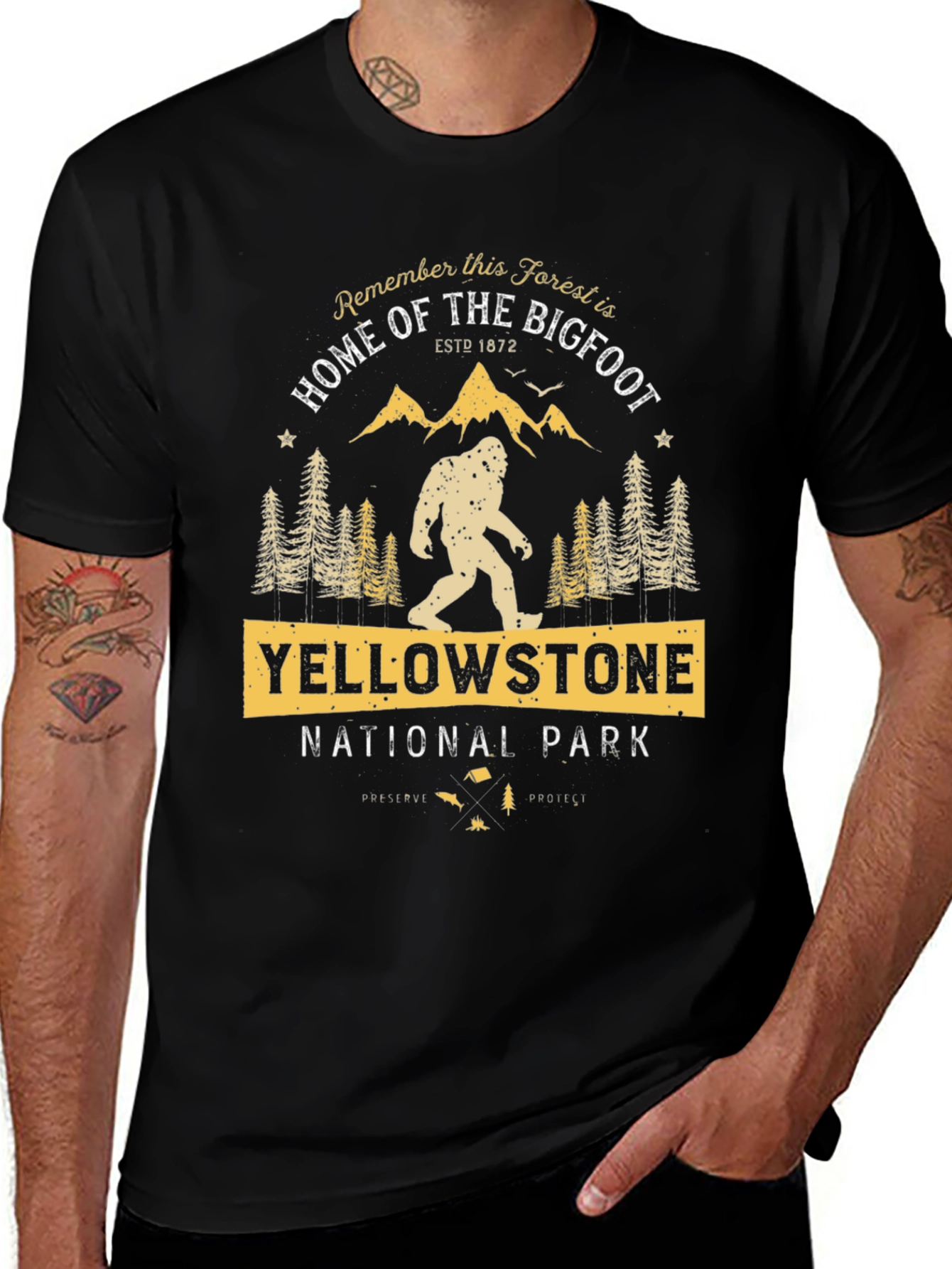 Yellowstone Bigfoot National Park Graphic Tee