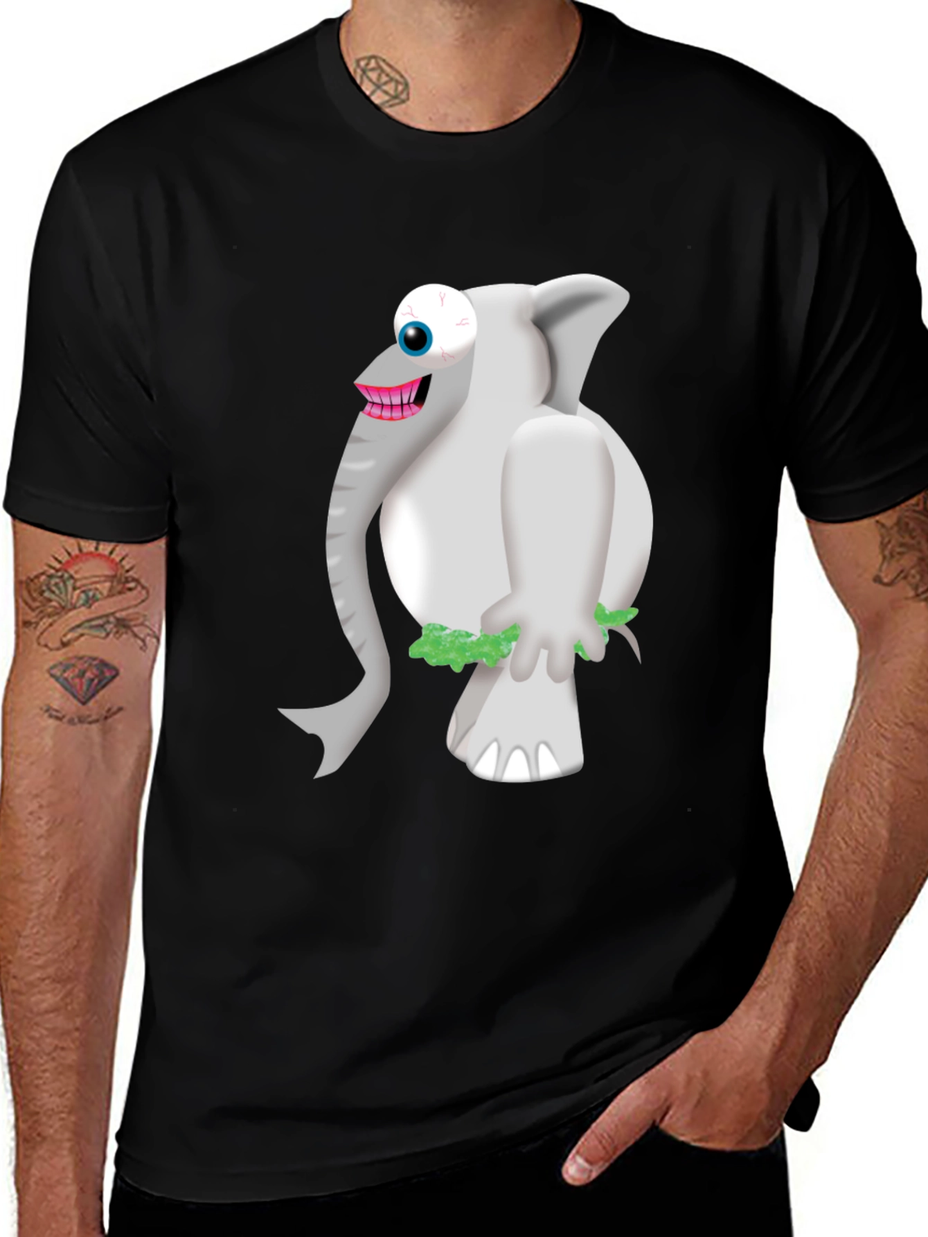 Variant 27 of Funny Elephant Graphic Tee - Men's Black T-Shirt