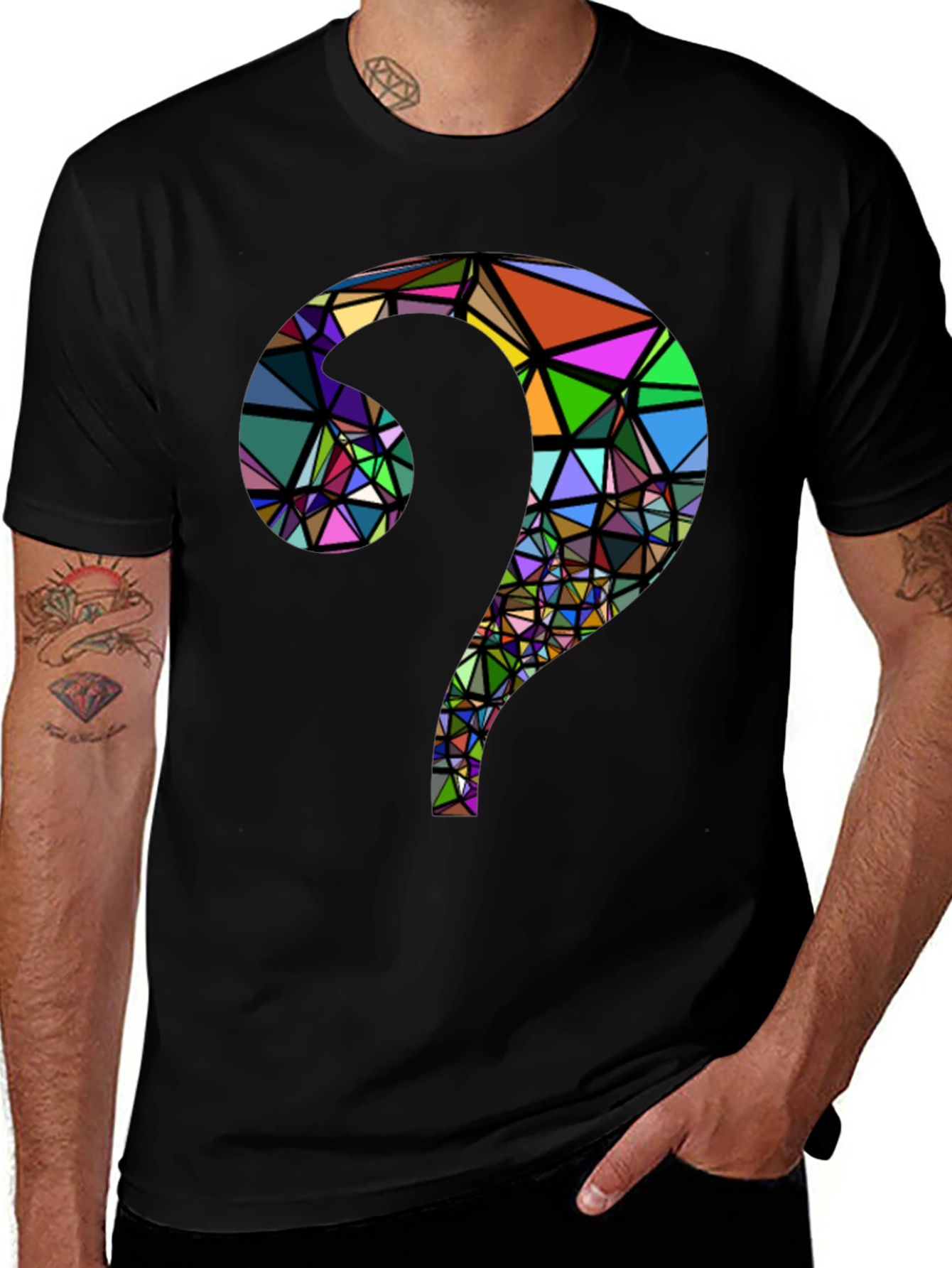 Variant 5 of Abstract Geometric Question Mark Black T-Shirt