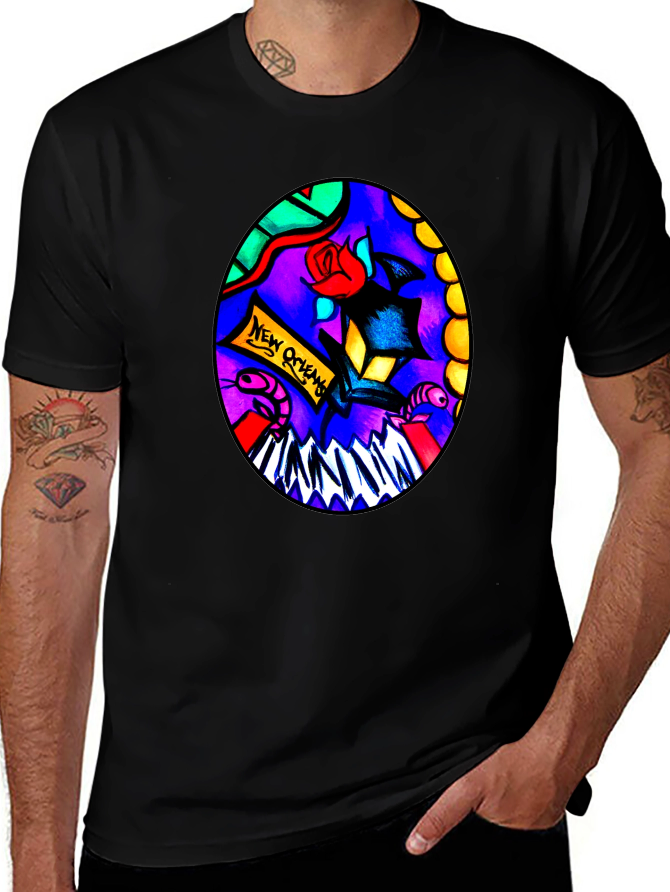 New Orleans Stained Glass Style Graphic Tee