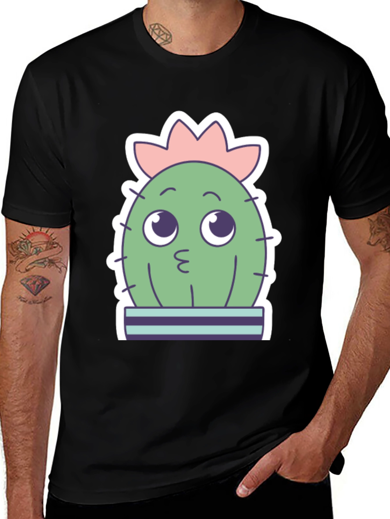 Variant 18 of Cute Cactus Graphic Tee - Stylish Unisex Black T-Shirt