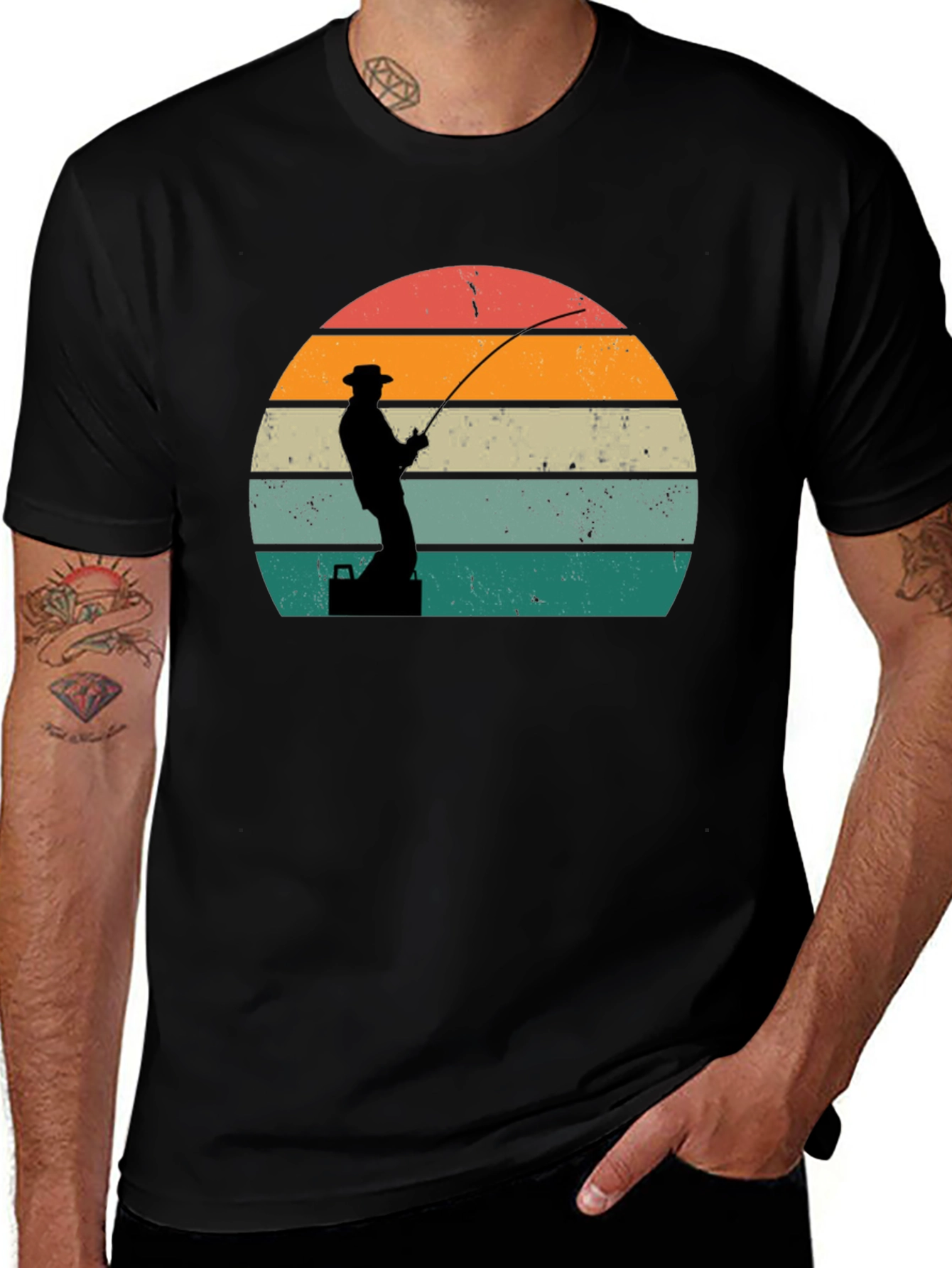 Variant 22 of Vintage Fishing Sunset Graphic Tee