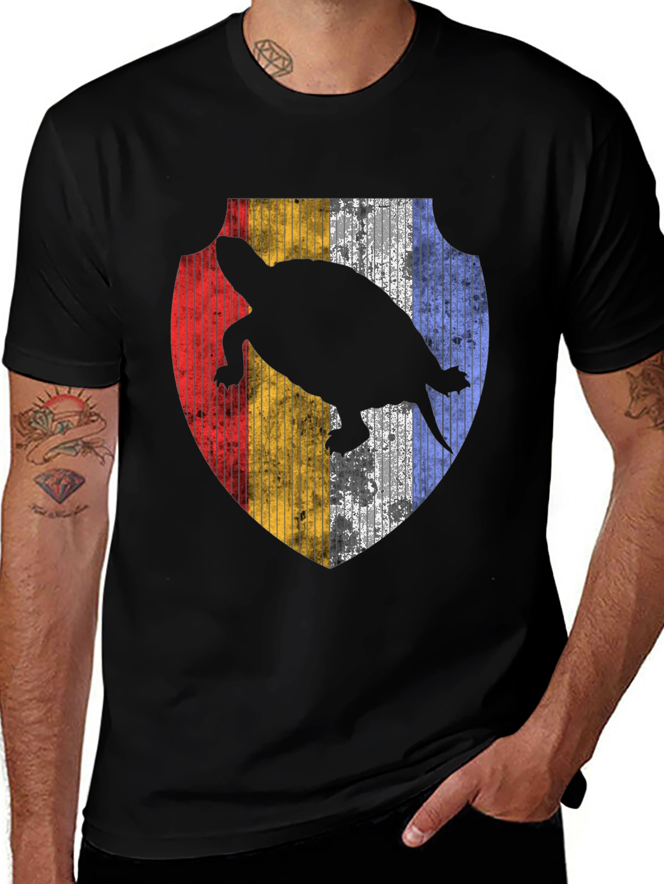 Variant 14 of Retro Turtle Shield Graphic T-Shirt