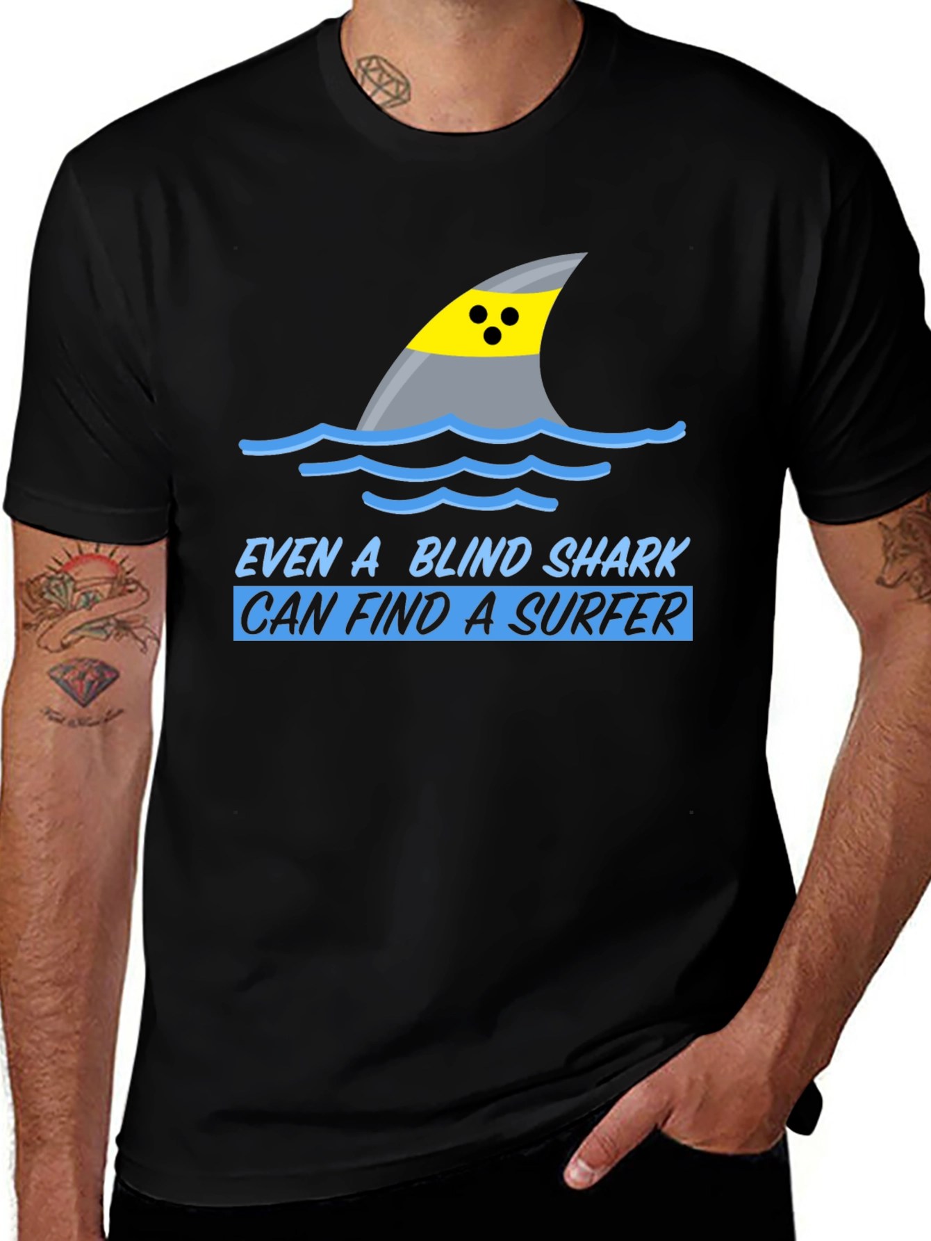 Variant 11 of Blind Shark Surfer Humor Graphic T-Shirt
