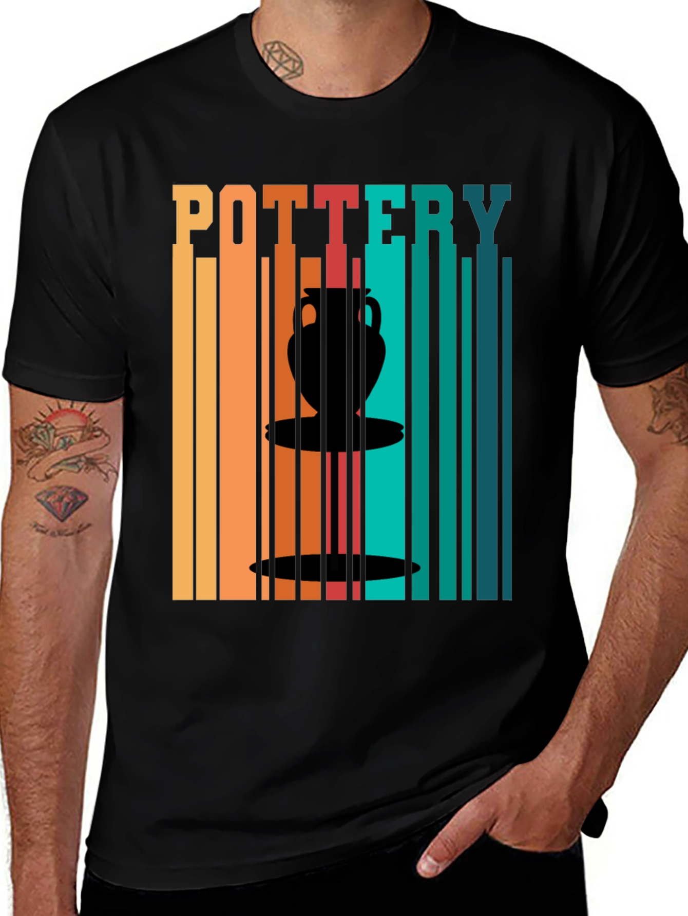 Variant 6 of Pottery Art Graphic T-Shirt - Retro Design