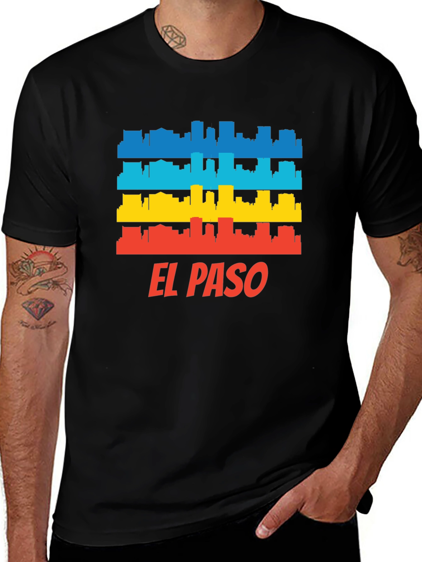 El Paso Skyline Graphic Tee - Retro Cityscape T-Shirt