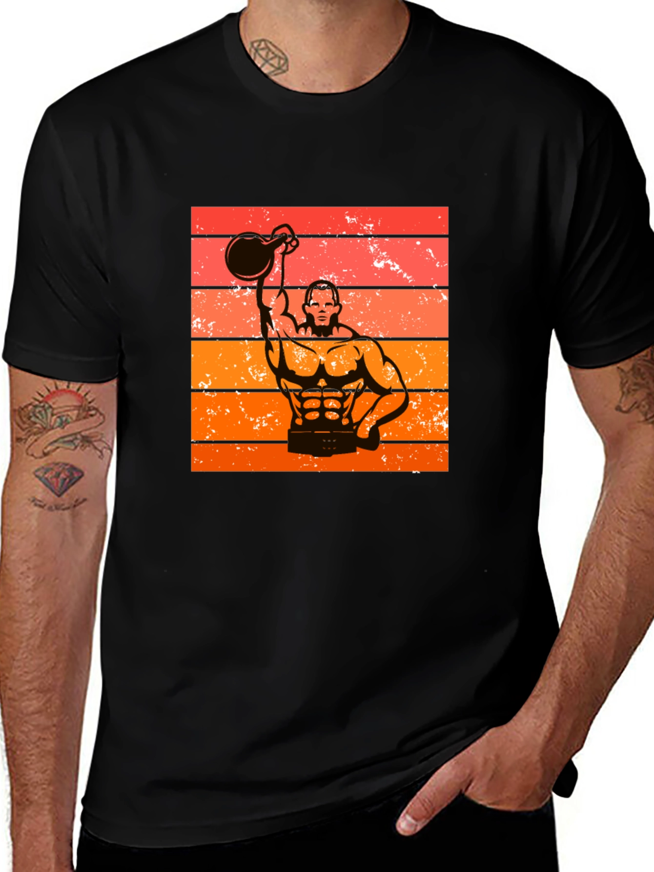 Variant 10 of Kettlebell Workout Tee - Retro Fitness Design