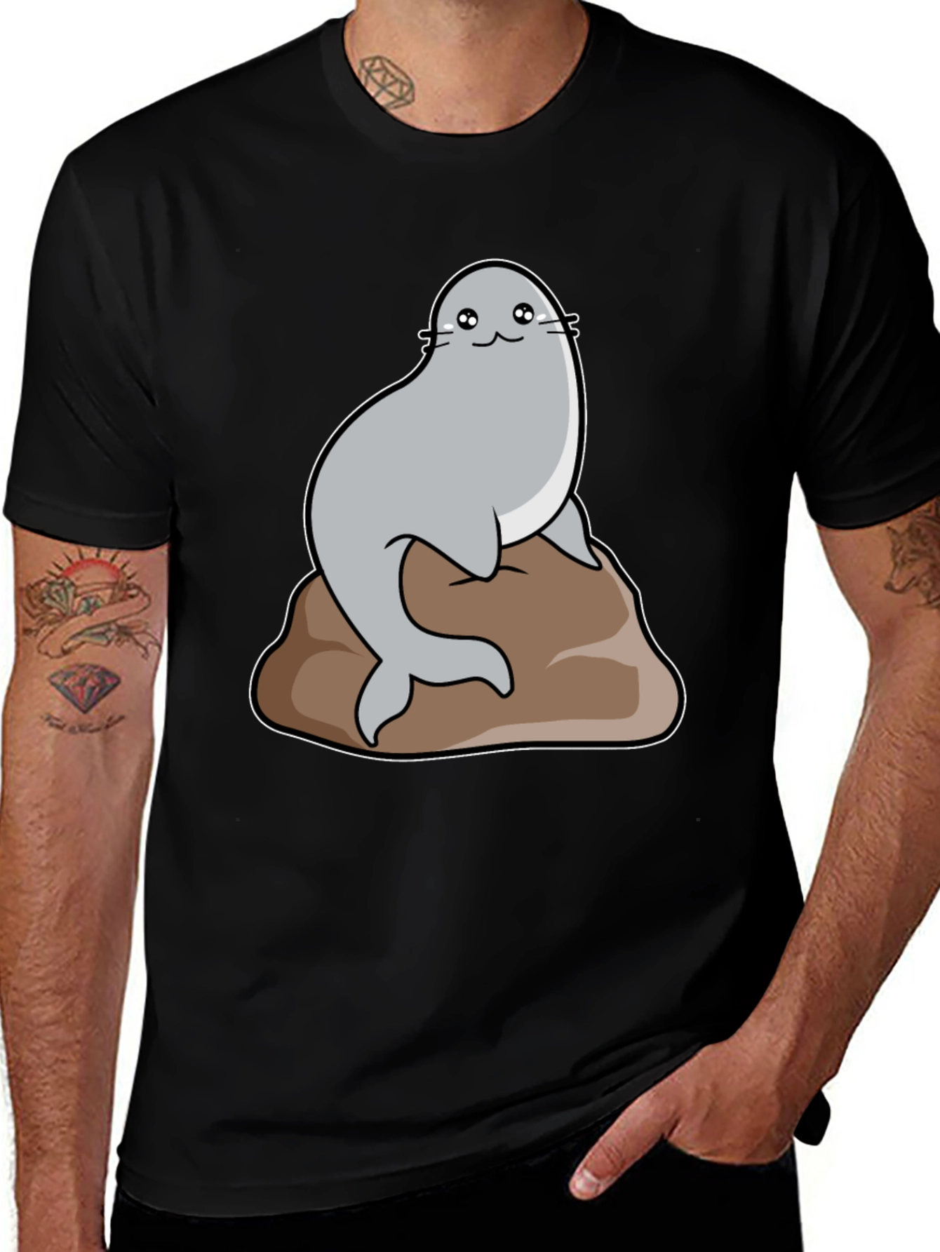 Variant 22 of Cute Seal on Rock Graphic T-Shirt - Soft Cotton Blend