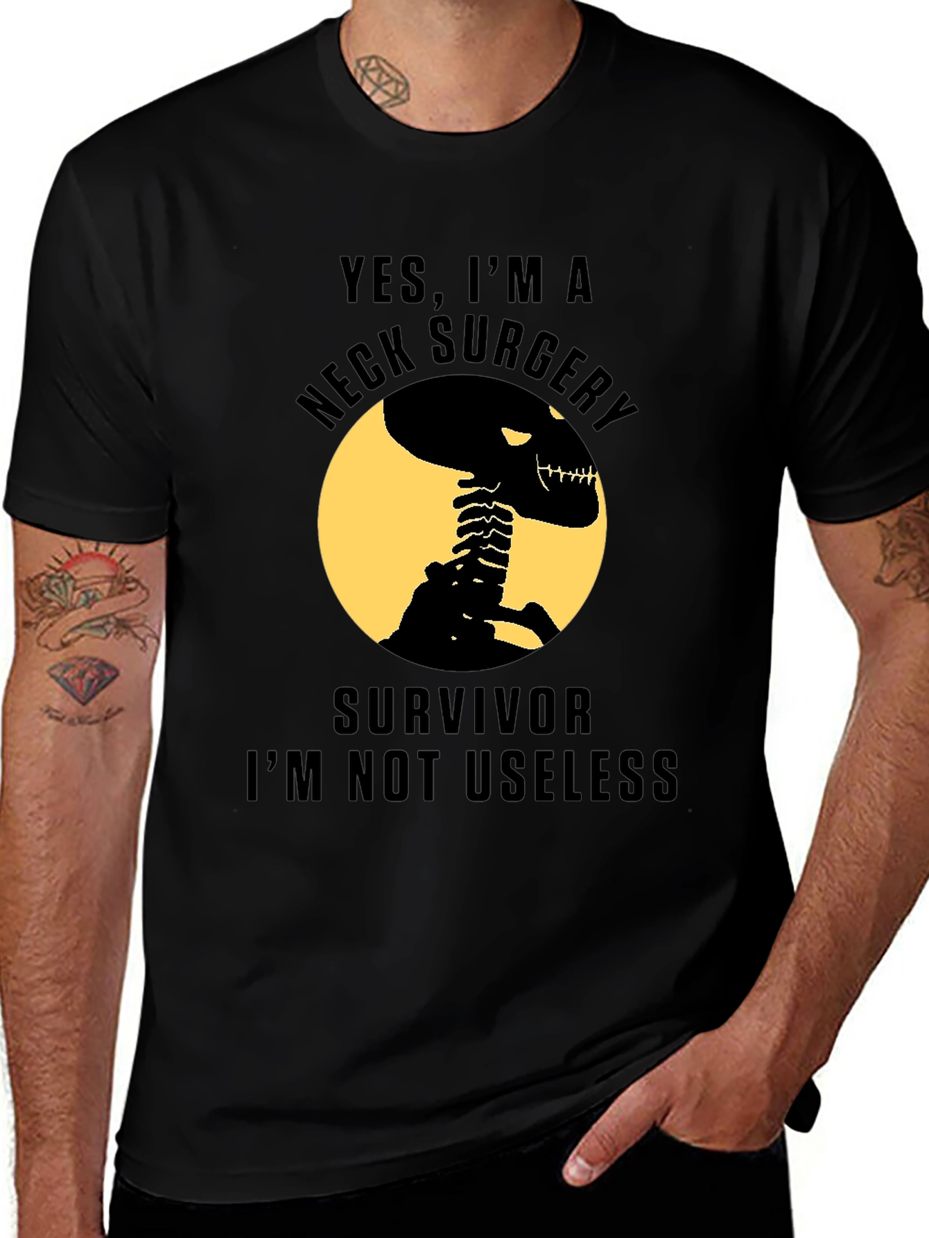 Variant 19 of Neck Surgery Survivor Skeleton T-Shirt