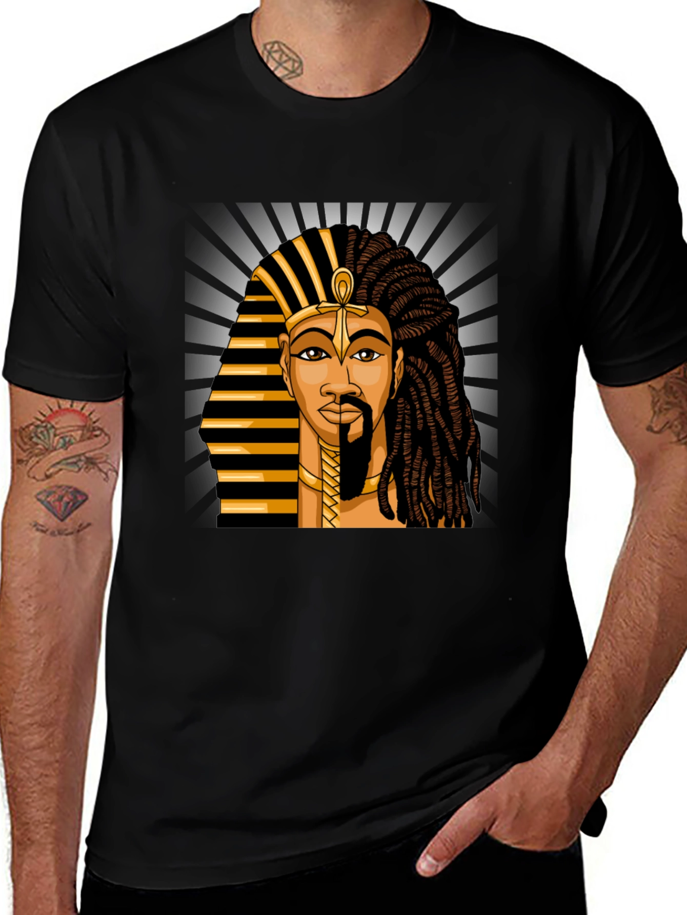 Variant 26 of Pharaoh & Dreadlocks Graphic Tee - Black
