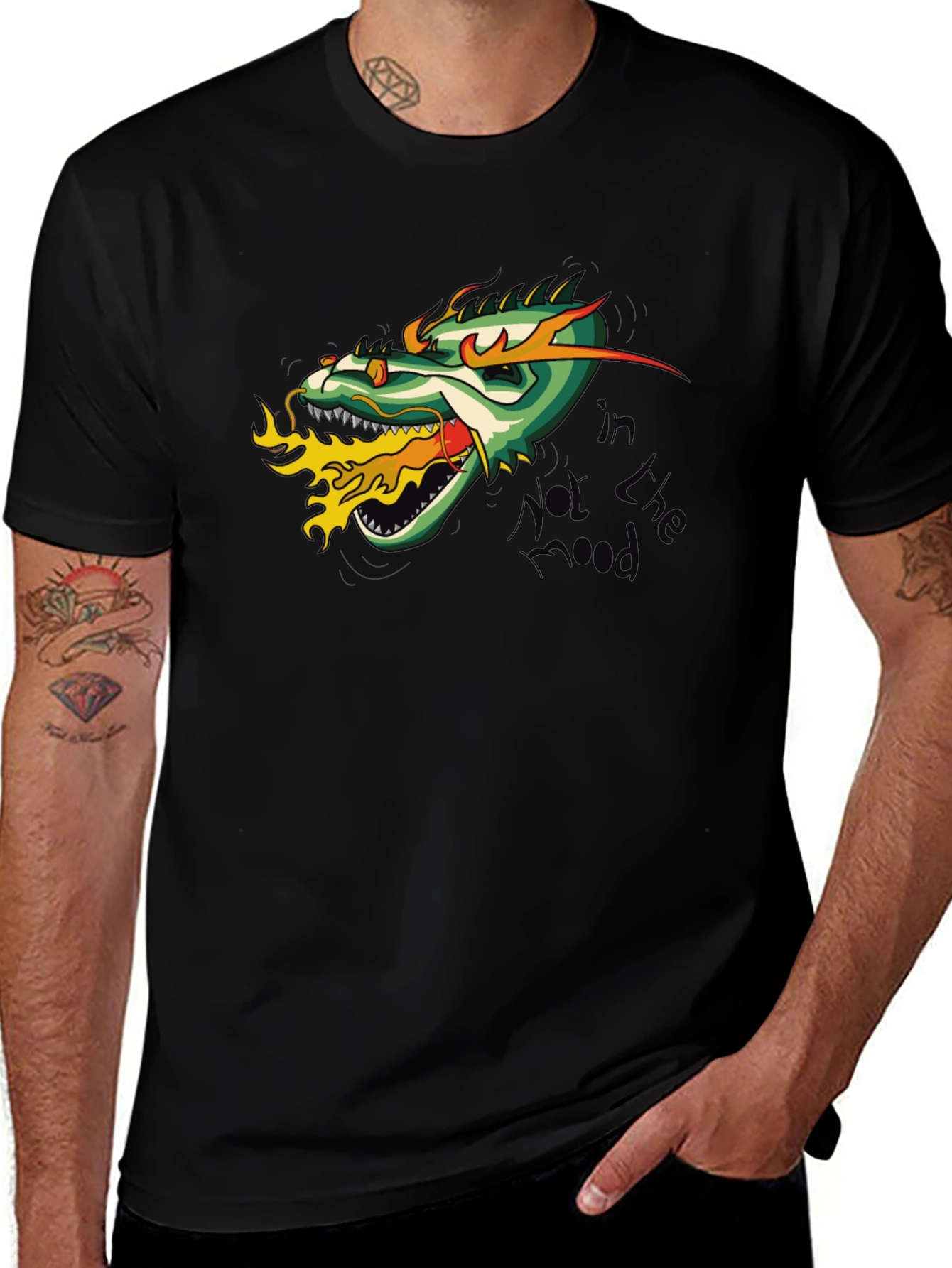 Variant 2 of Dragon Graphic Tee - Black Cotton T-Shirt