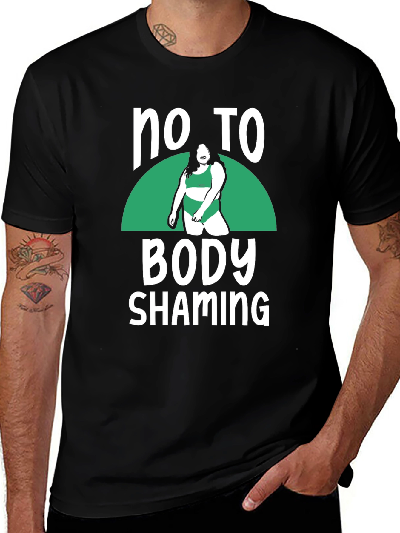 Variant 17 of No To Body Shaming Graphic Tee