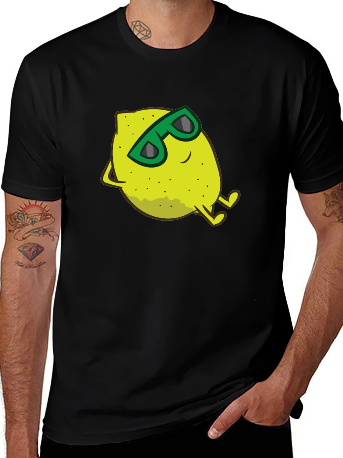 Variant 16 of Cool Lemon Graphic T-Shirt - Black Cotton Tee