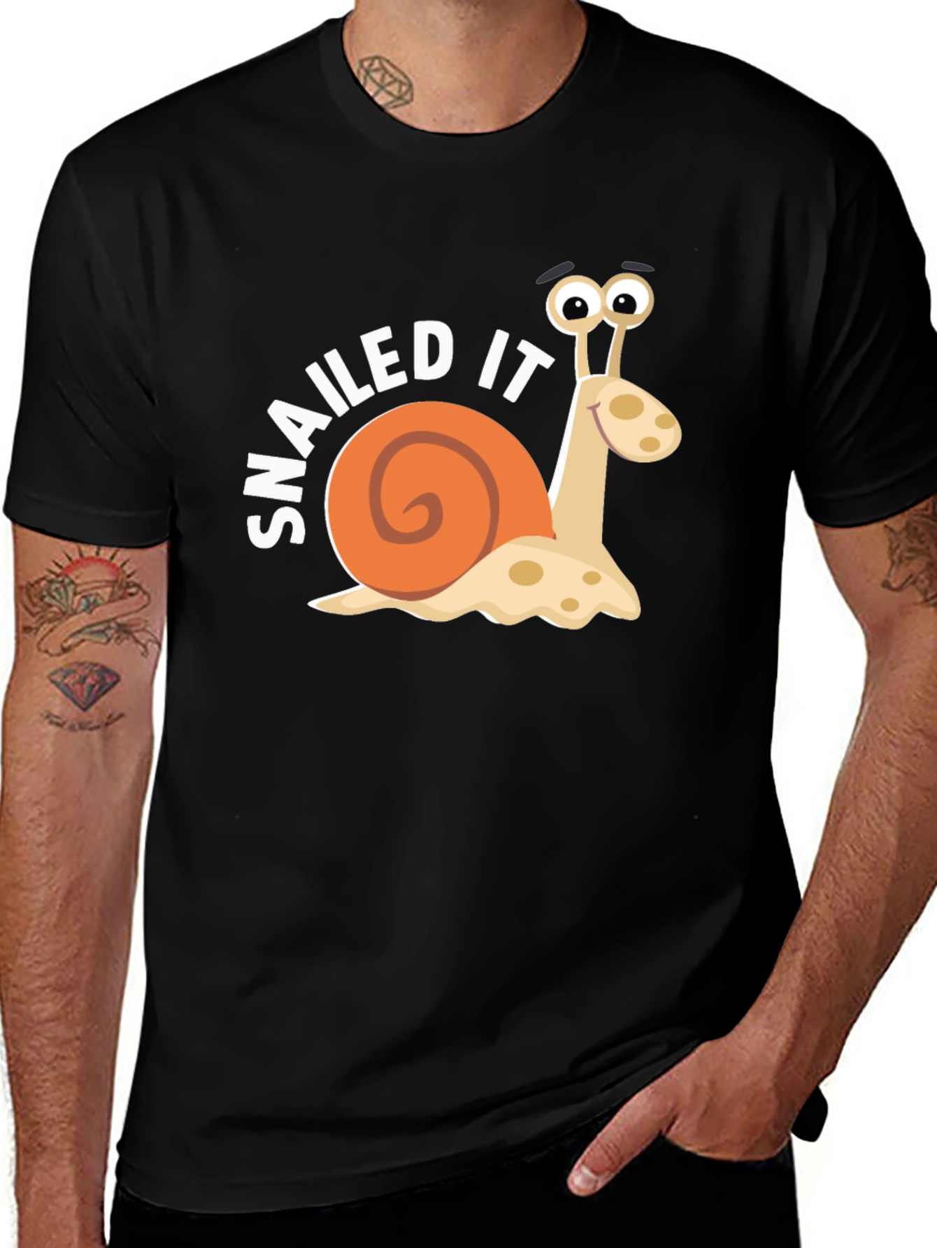 Variant 12 of Snailed It Snail Cartoon Black T-Shirt