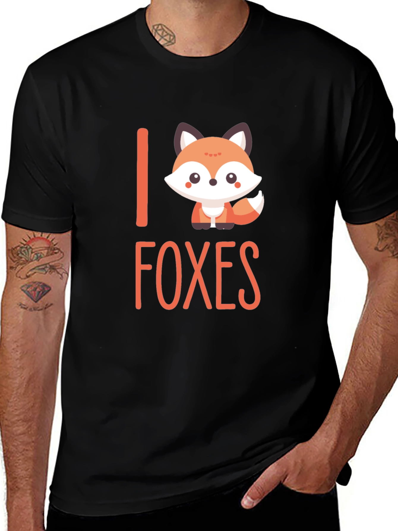Variant 8 of Cute Fox Graphic T-Shirt - I Love Foxes Tee