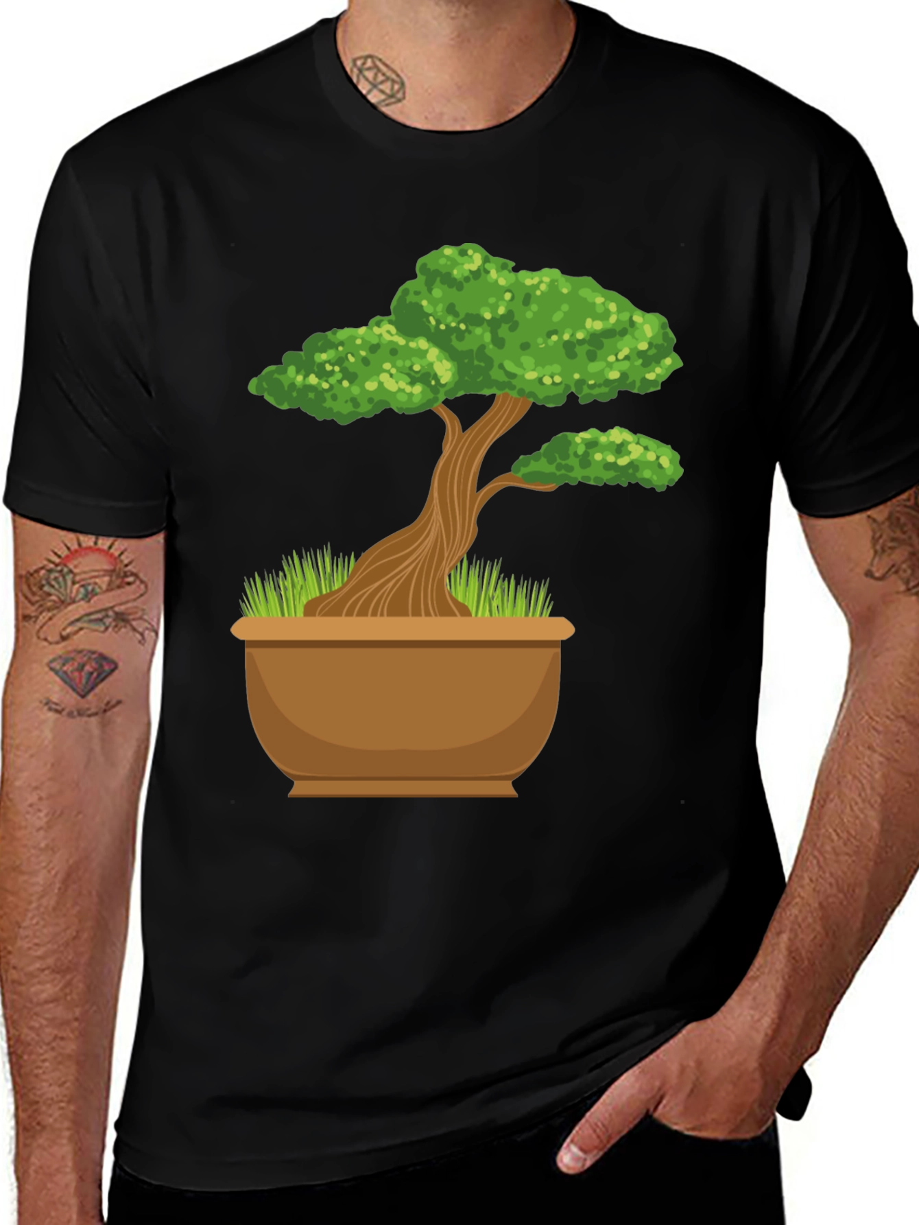 Bonsai Tree Graphic T-Shirt - Black