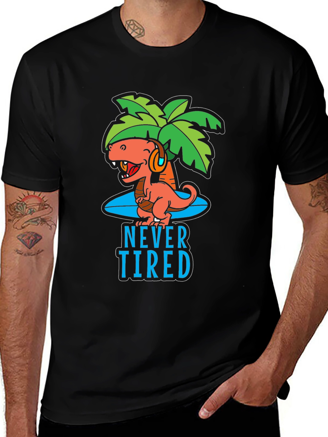 Variant 8 of Never Tired T-Rex Surf T-Shirt