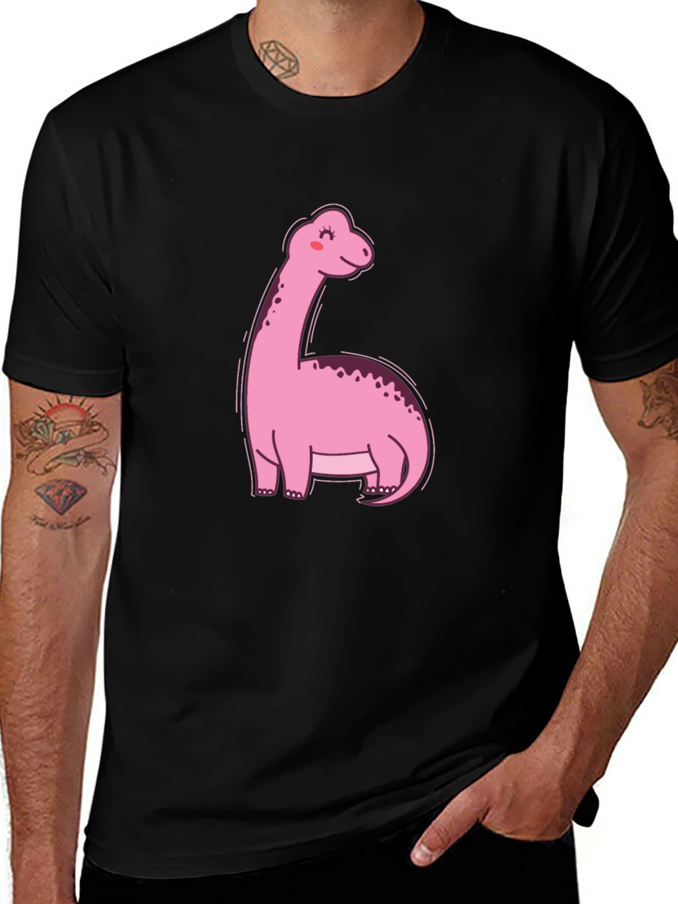 Variant 27 of Pink Dinosaur Graphic Black T-Shirt