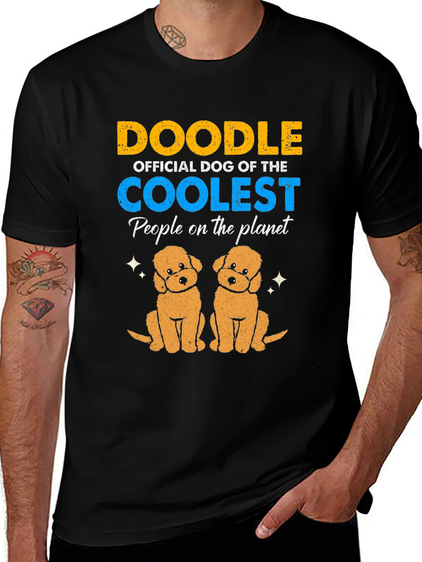 Doodle Dog Official Coolest People Planet Black T-Shirt
