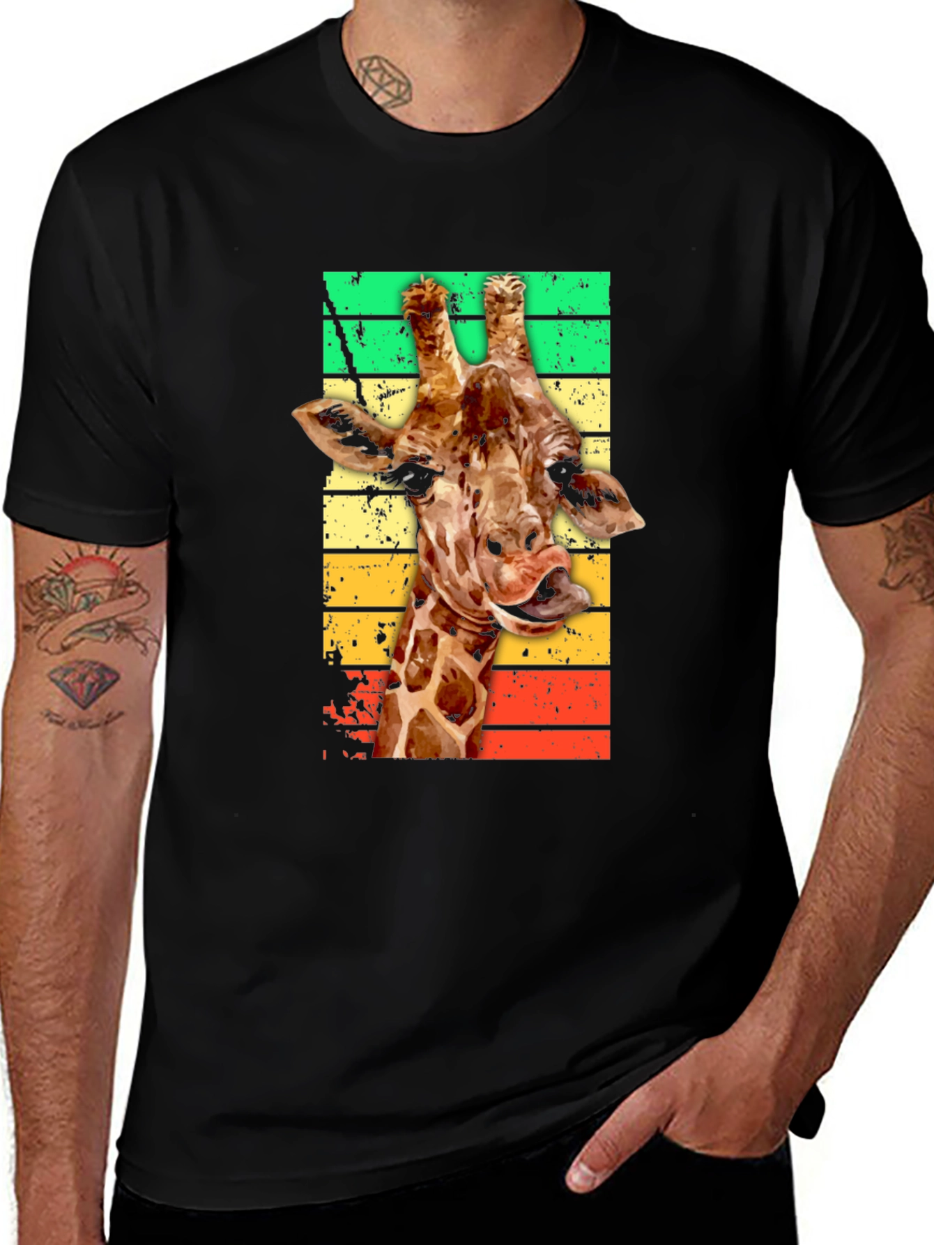 Variant 8 of Giraffe Graphic Tee - Black