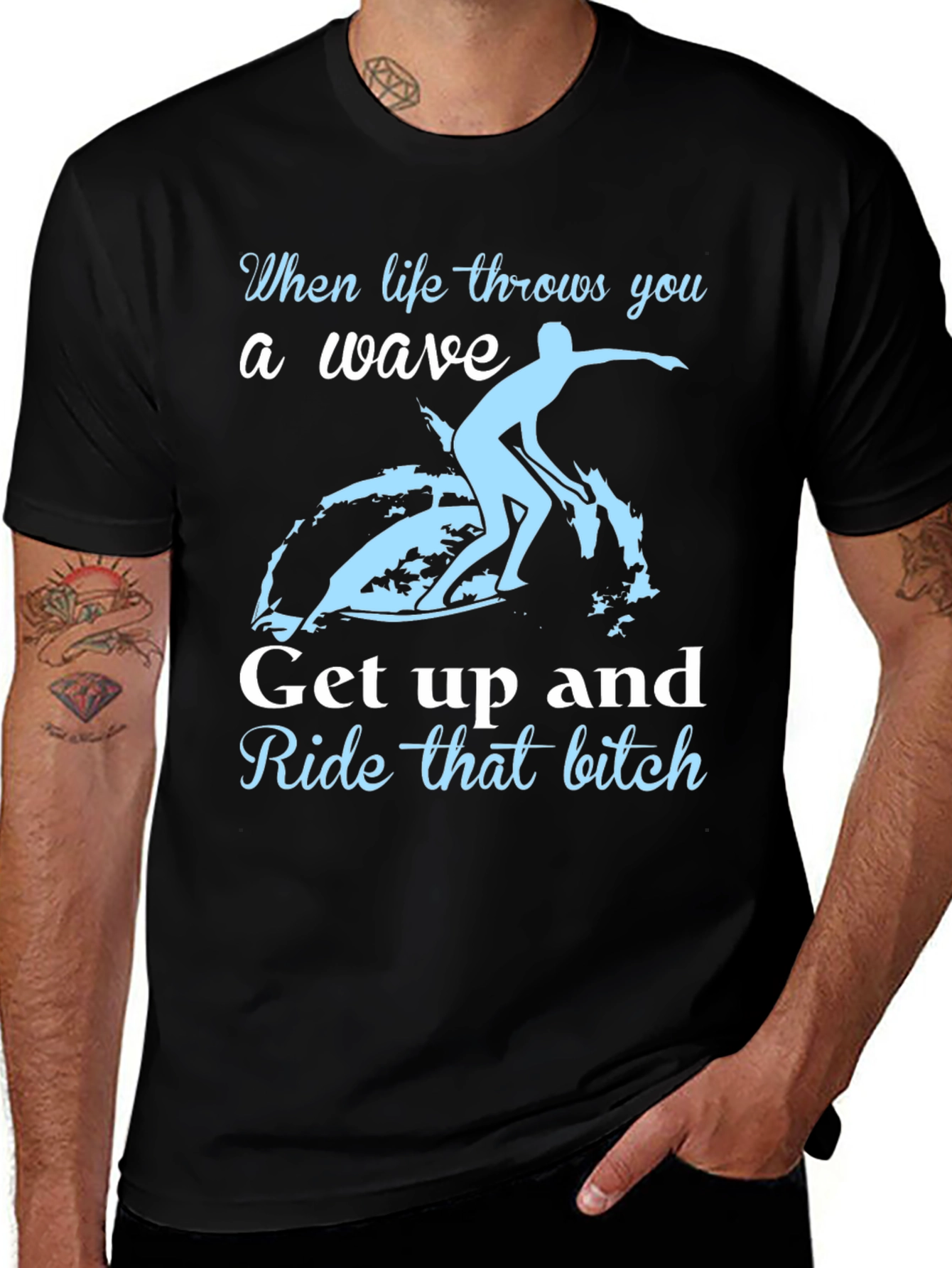 Variant 22 of Surfer Graphic Tee - Ride the Wave Humor T-Shirt