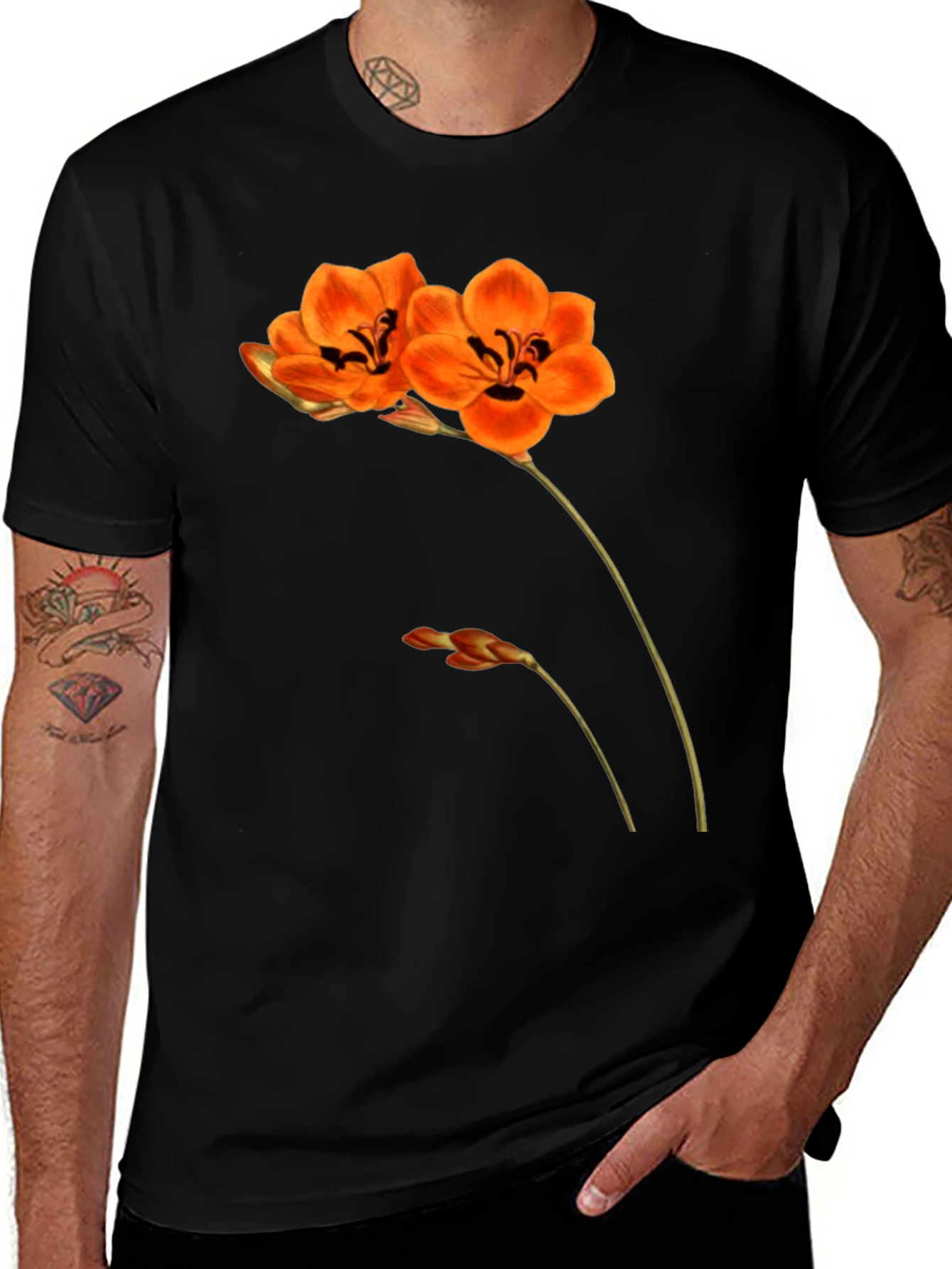 Variant 28 of Floral Print Black T-Shirt