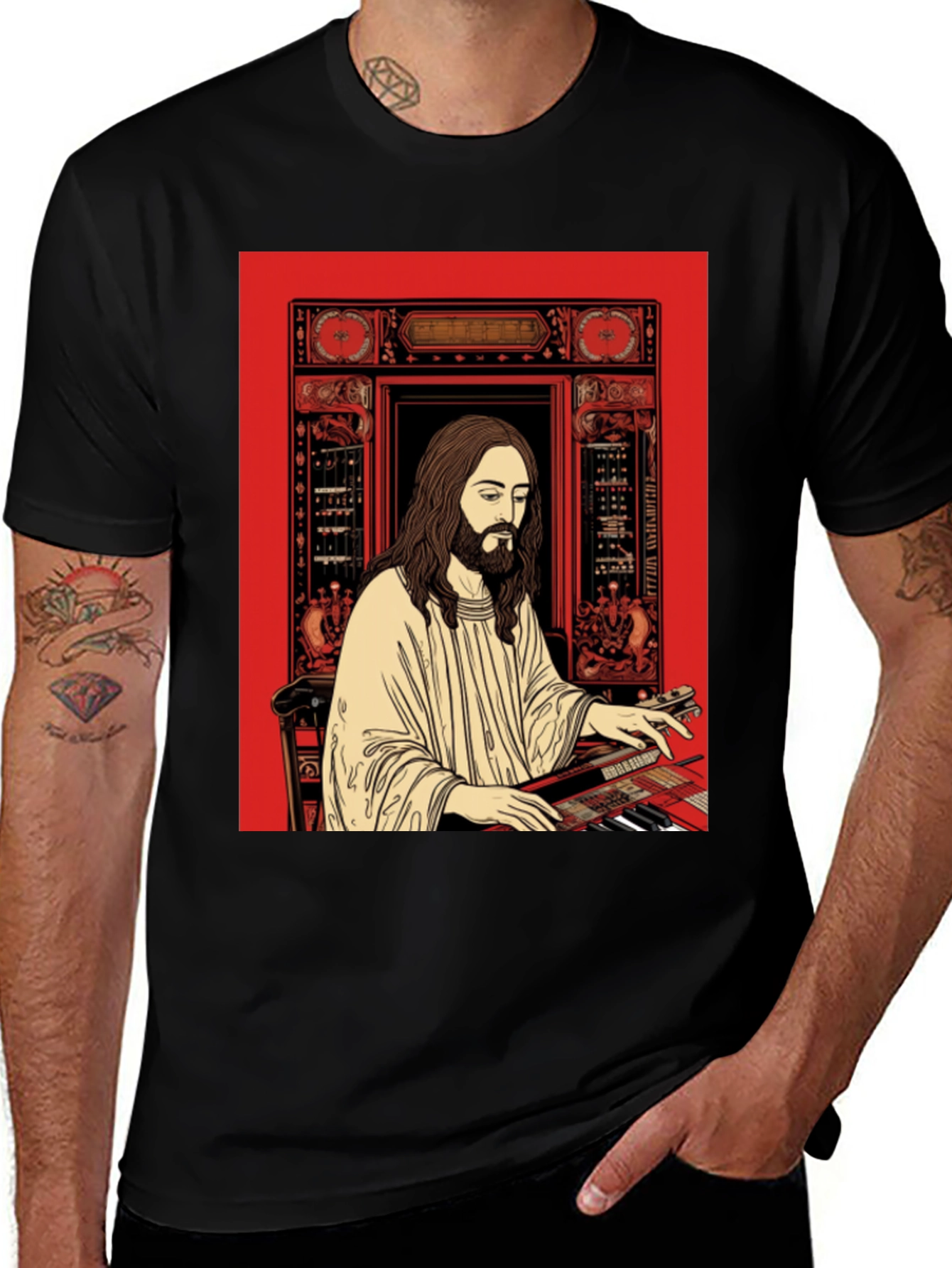Variant 23 of Jesus Playing Organ Graphic Tee