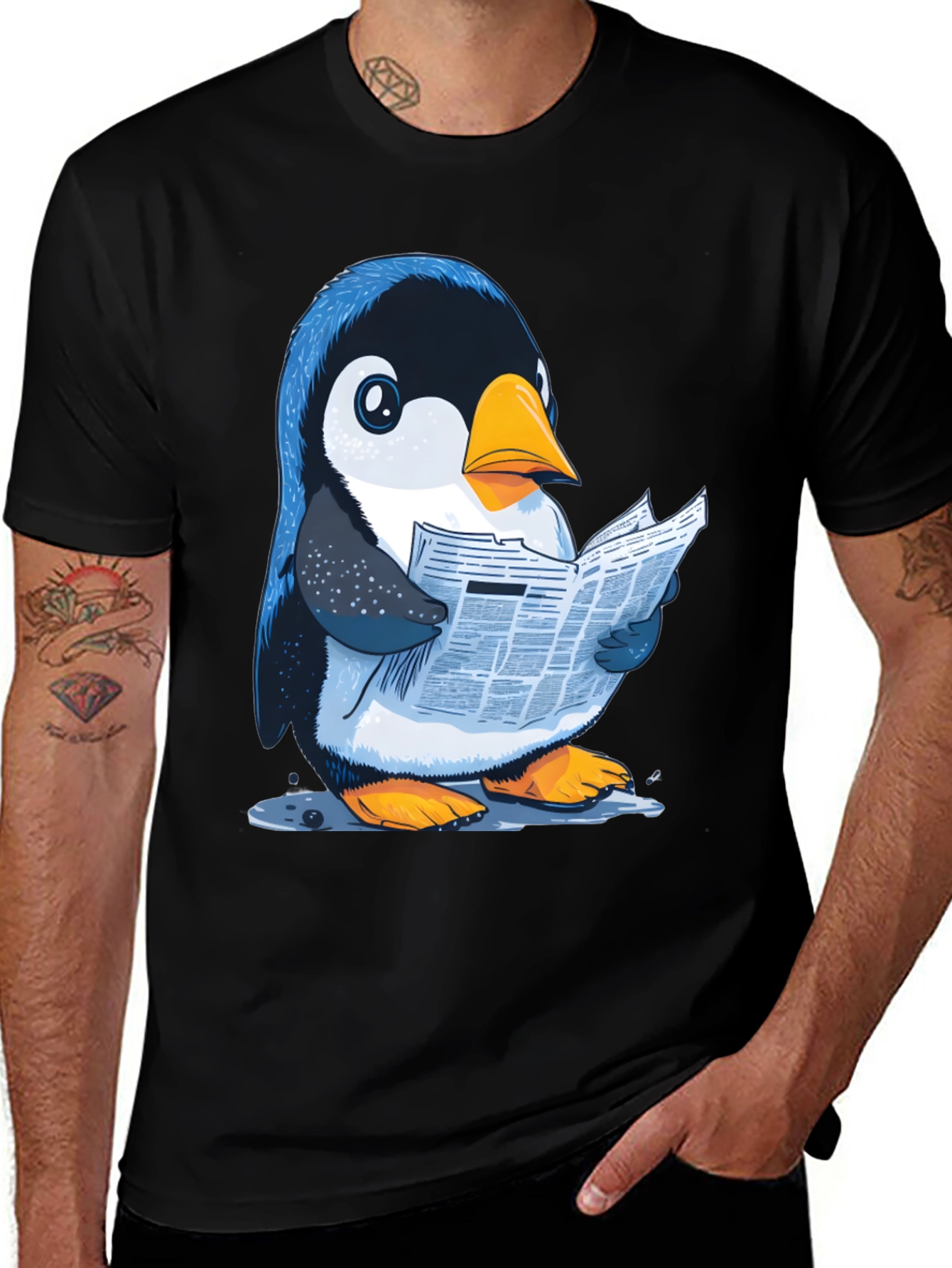 Variant 2 of Penguin Reading News T-Shirt
