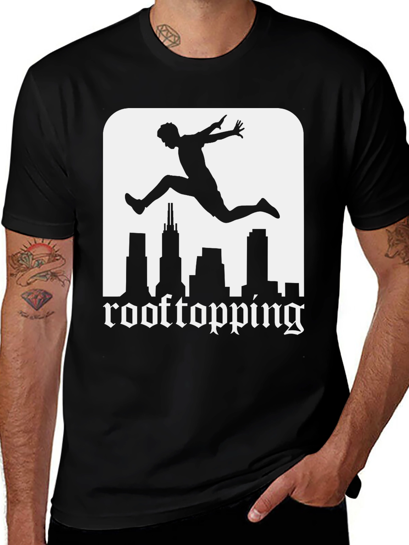 Variant 5 of Rooftopping Graphic Tee - Urban Style