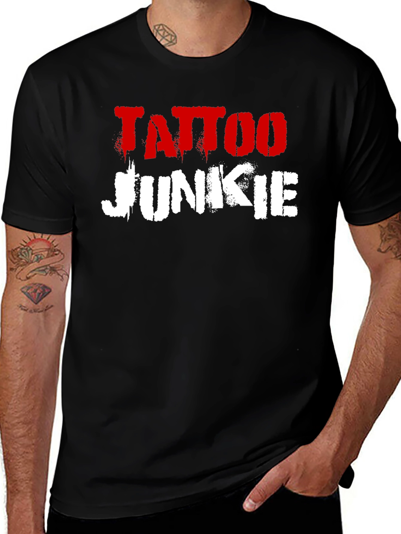 Tattoo Junkie Black Graphic Tee Shirt