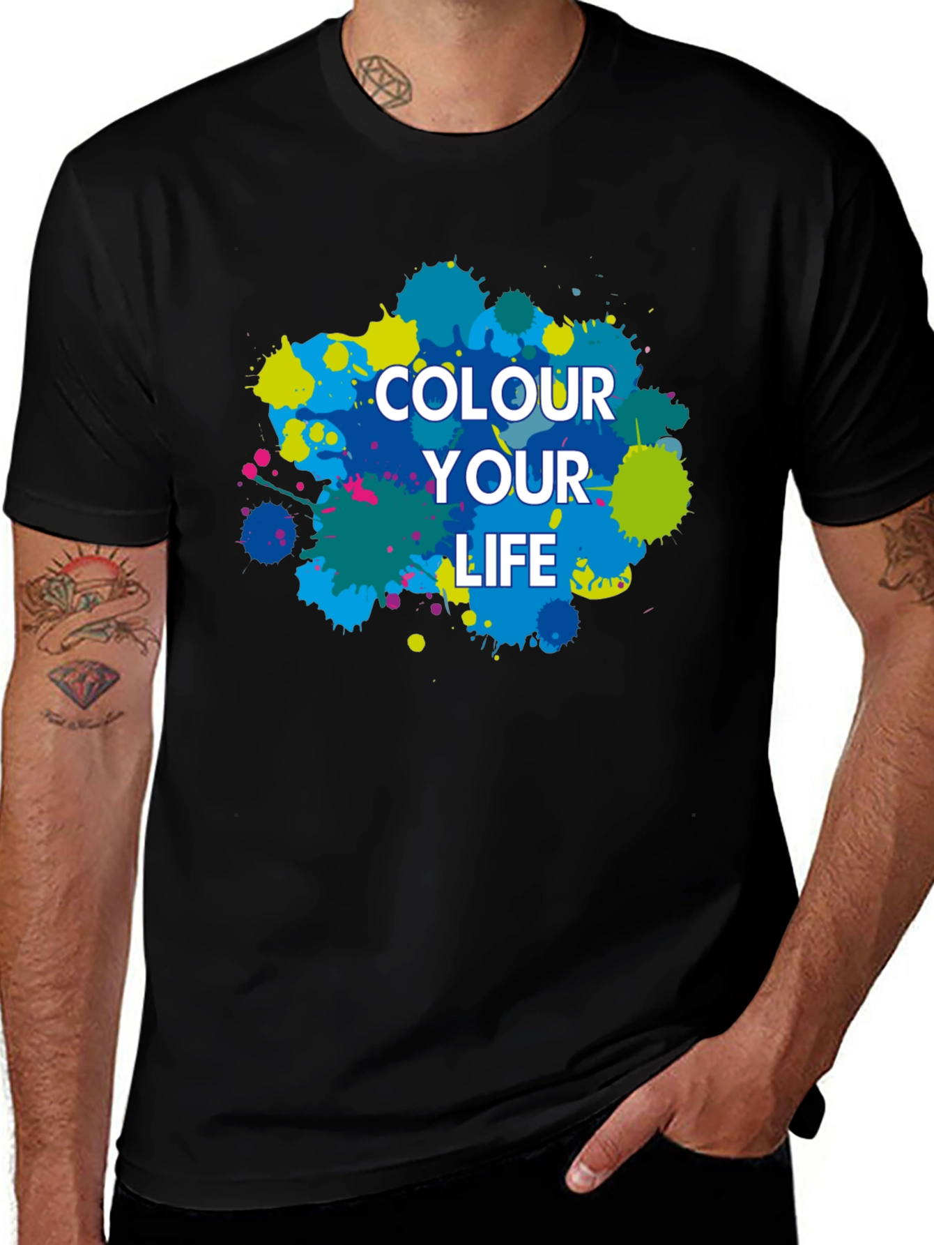 Variant 7 of Colour Your Life Black Graphic T-Shirt