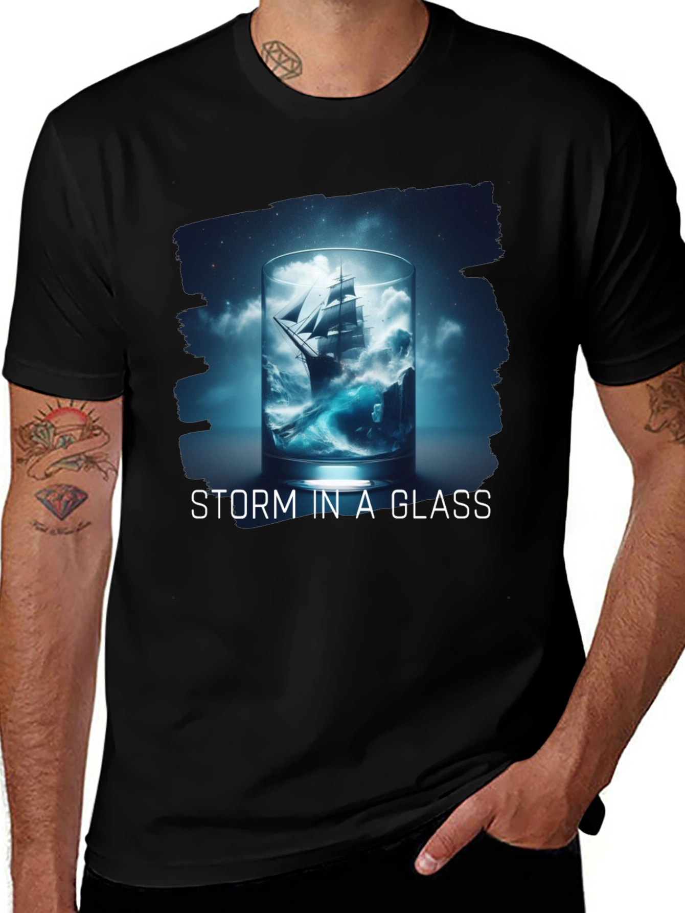 Variant 6 of Storm in a Glass Graphic Tee - Unique Design